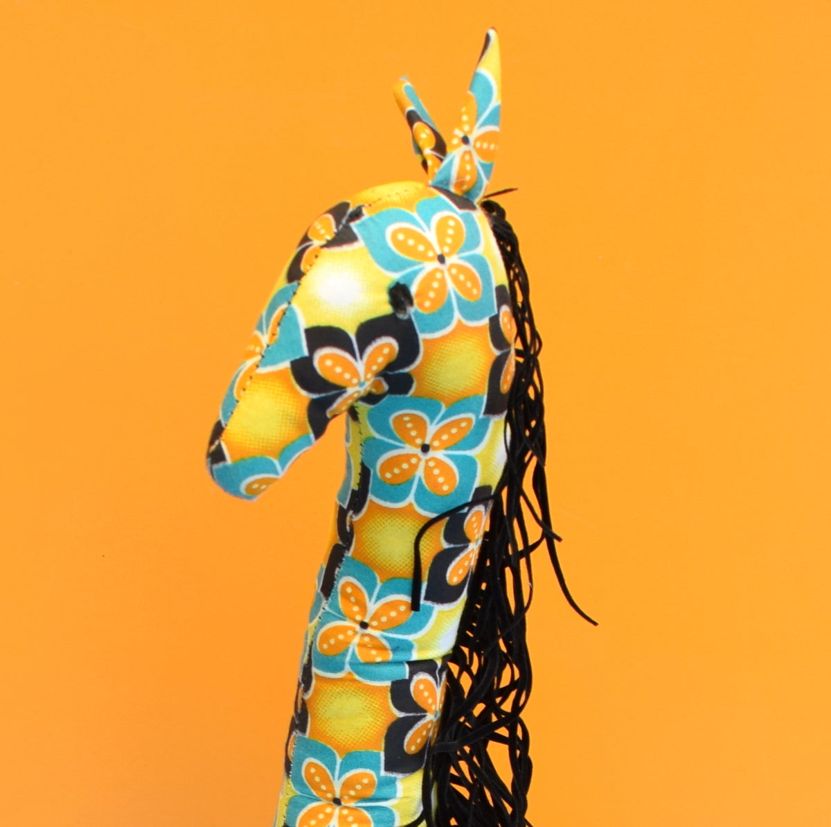 Vintage 1970s Giraffe Toy - Handmade - Flower Power