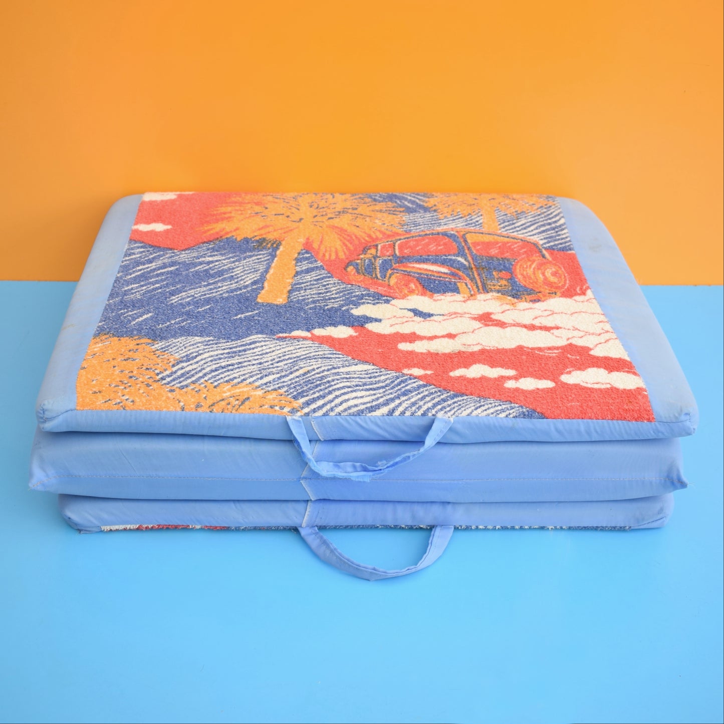 Vintage 1970s Padded Folding Cushion - Woody