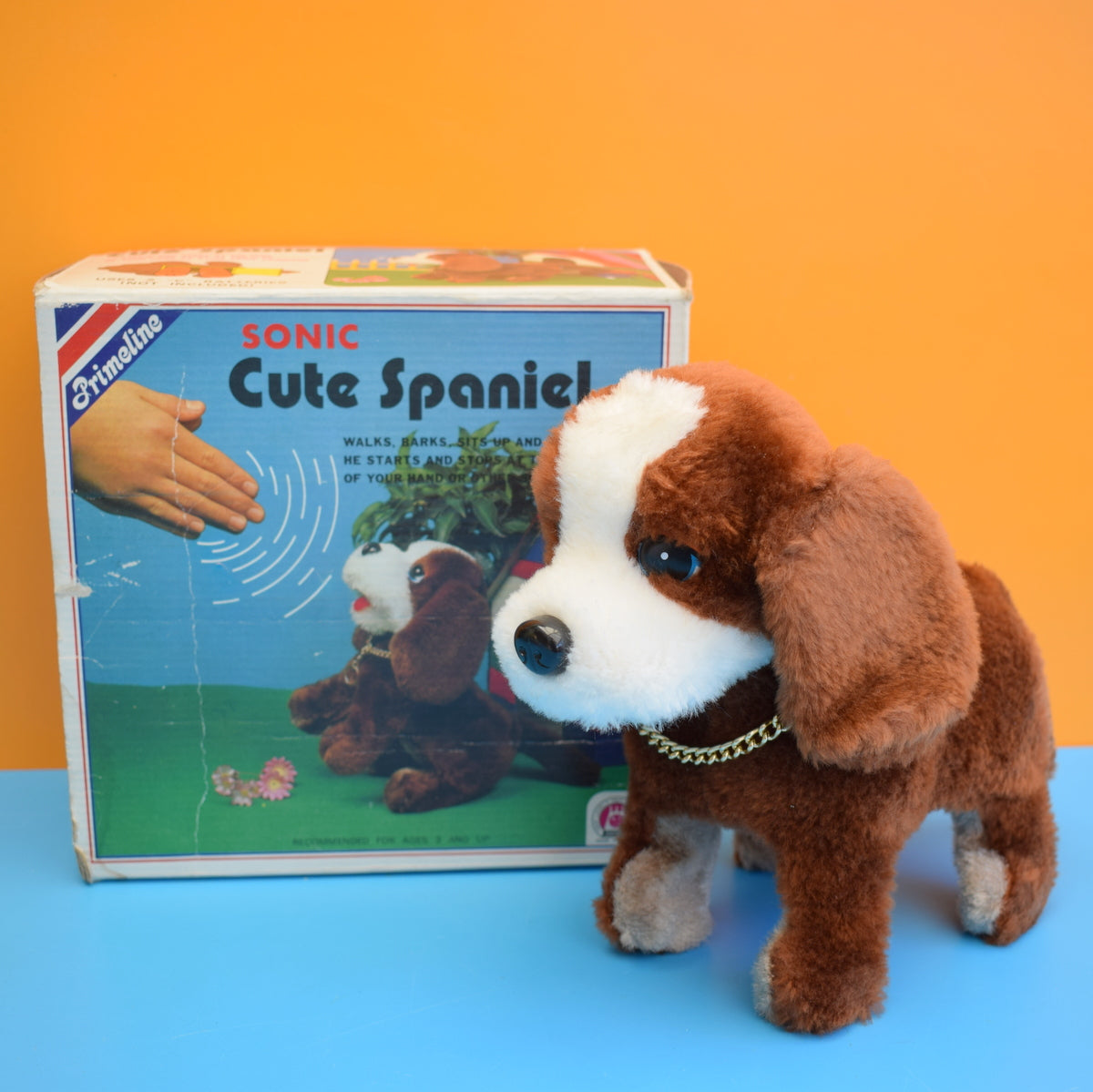 Vintage 1980s Cutie Spaniel Battery Operated Walking Puppy Dog