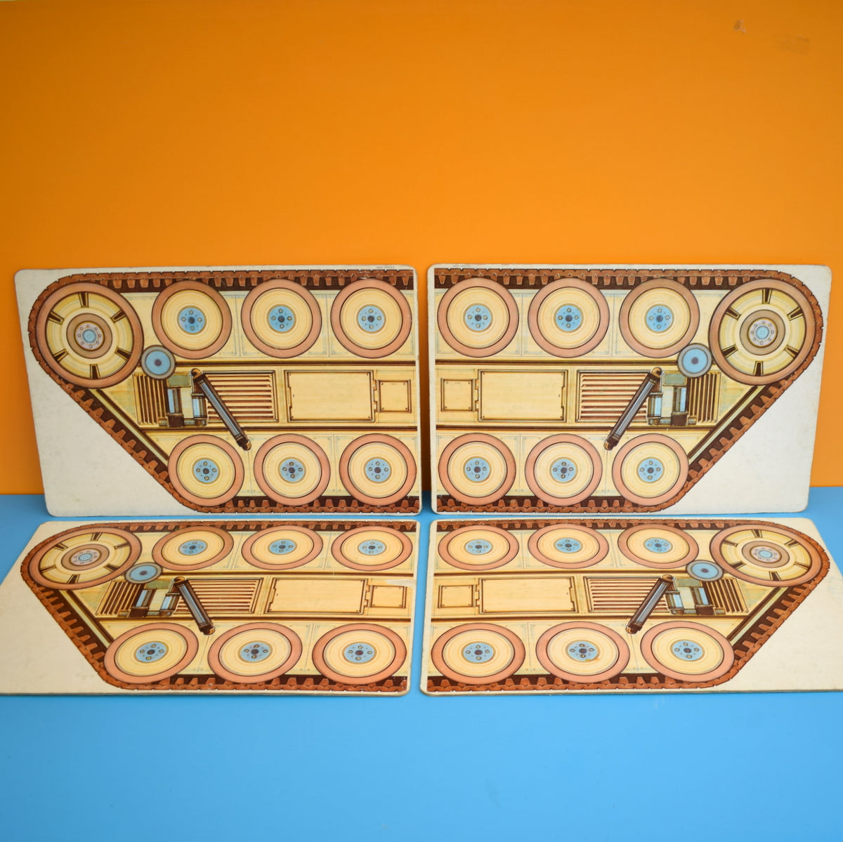 Vintage 1980s Cardboard Play Panel Set - Car / Tank / Plane