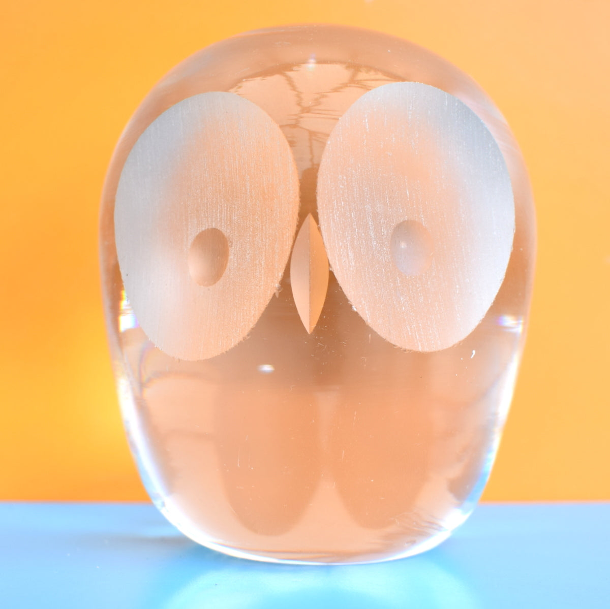 Vintage 1970s Crystal Glass Owl - Whitefriars / Italian