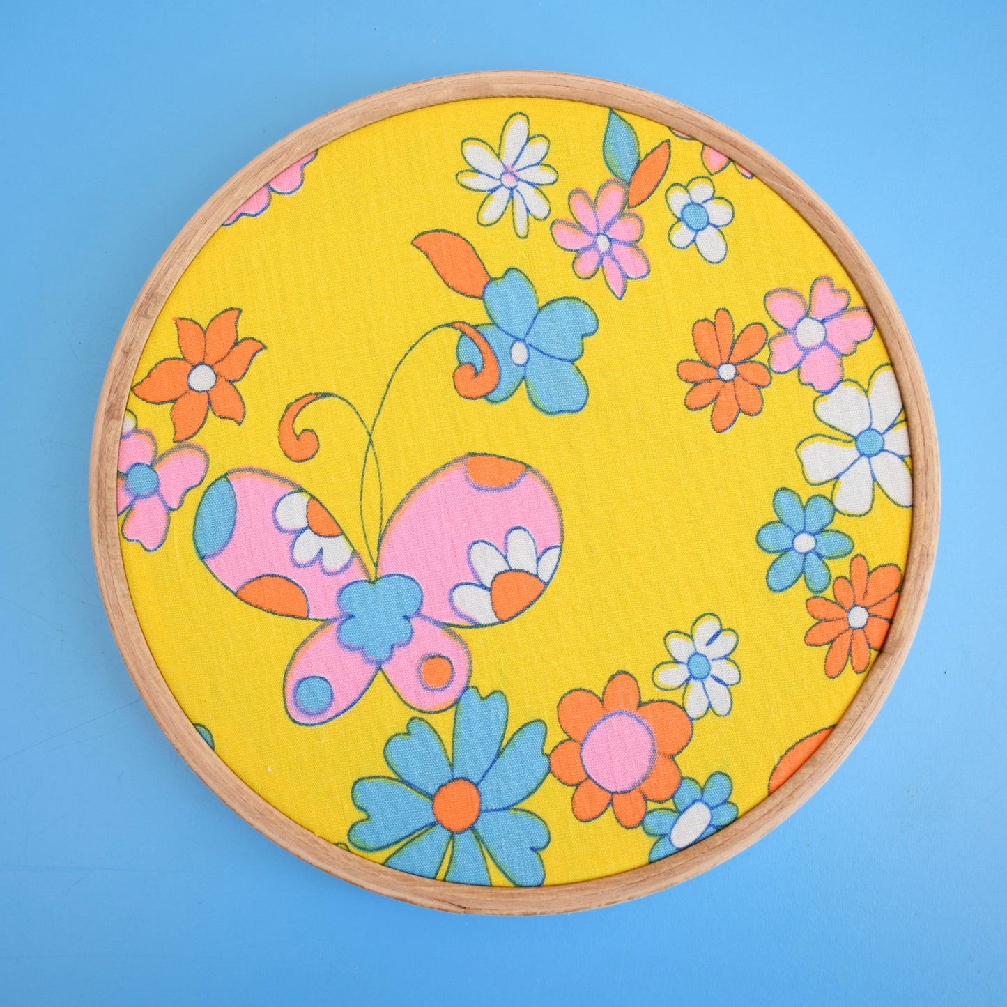 Vintage 1960s Fabric Wall Art - Butterfly by Vintage