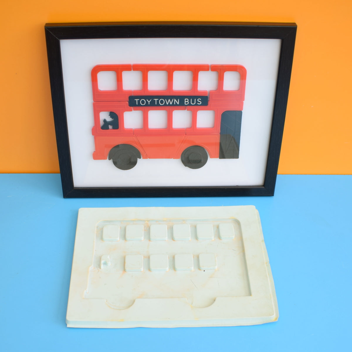 Vintage 1960s Unique Plastic Puzzle Picture - London Bus by Pineapple Retro