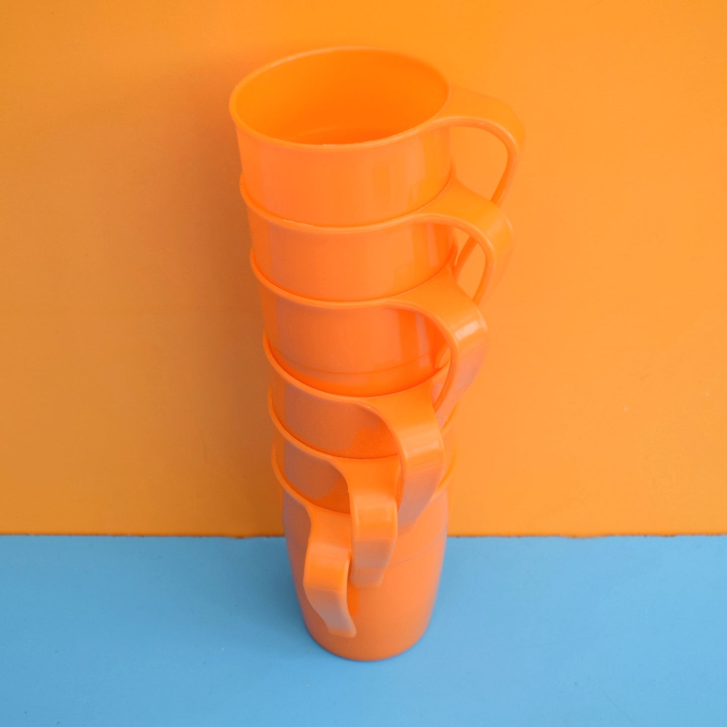 Vintage 1970s Stacking Plastic Mugs -Orange by Vintage