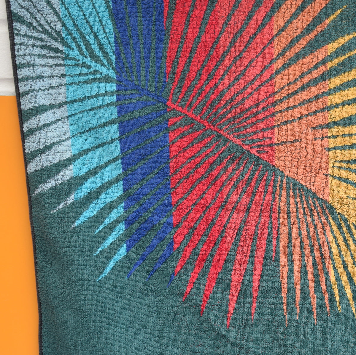 Vintage 1970s Cotton Bath Towel - Tropical Scene by Pineapple Retro