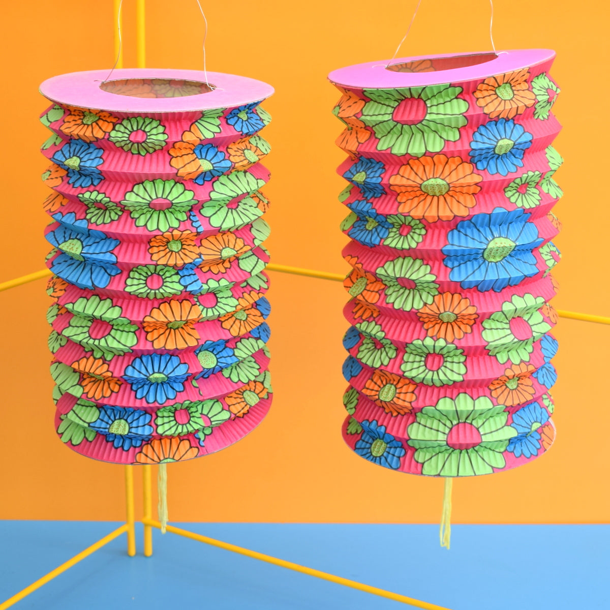 Vintage 1970s Paper Lanterns - Flower Power by Pineapple Retro