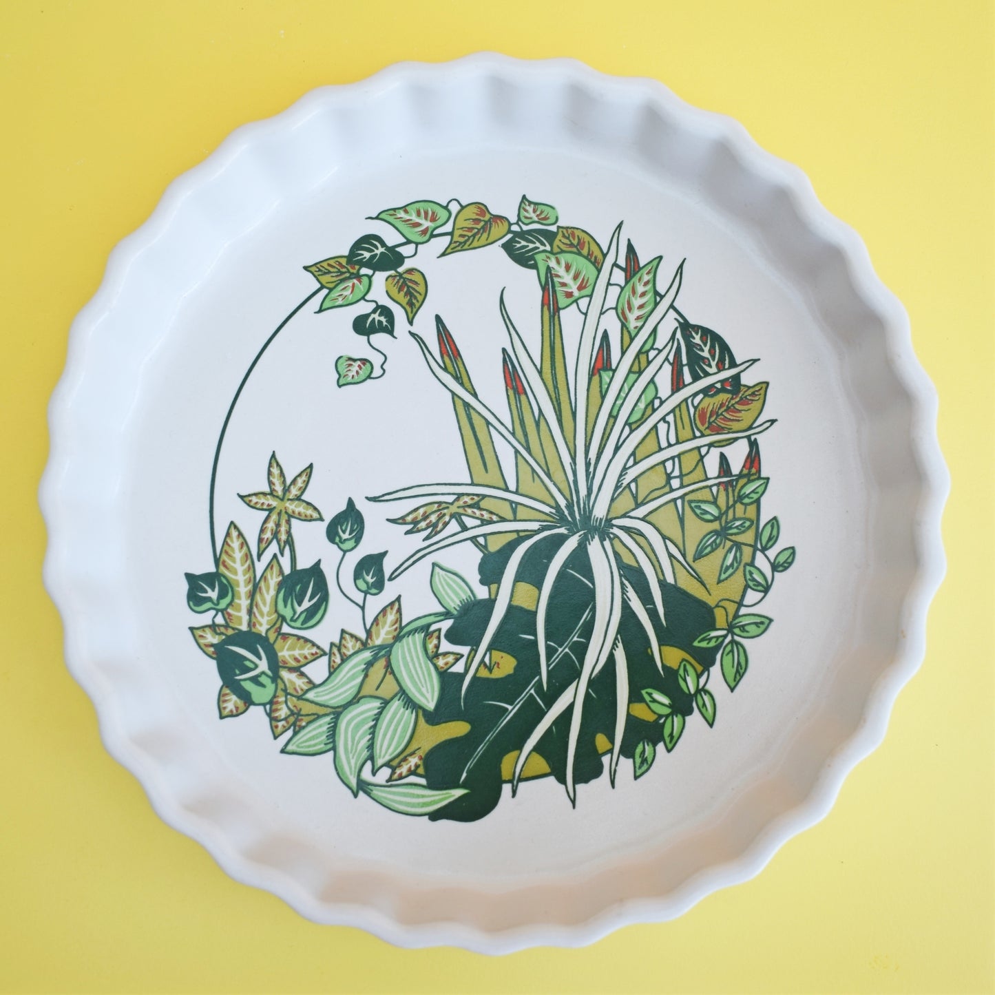 Vintage 1980s Pie / Flan Dish - Houseplants