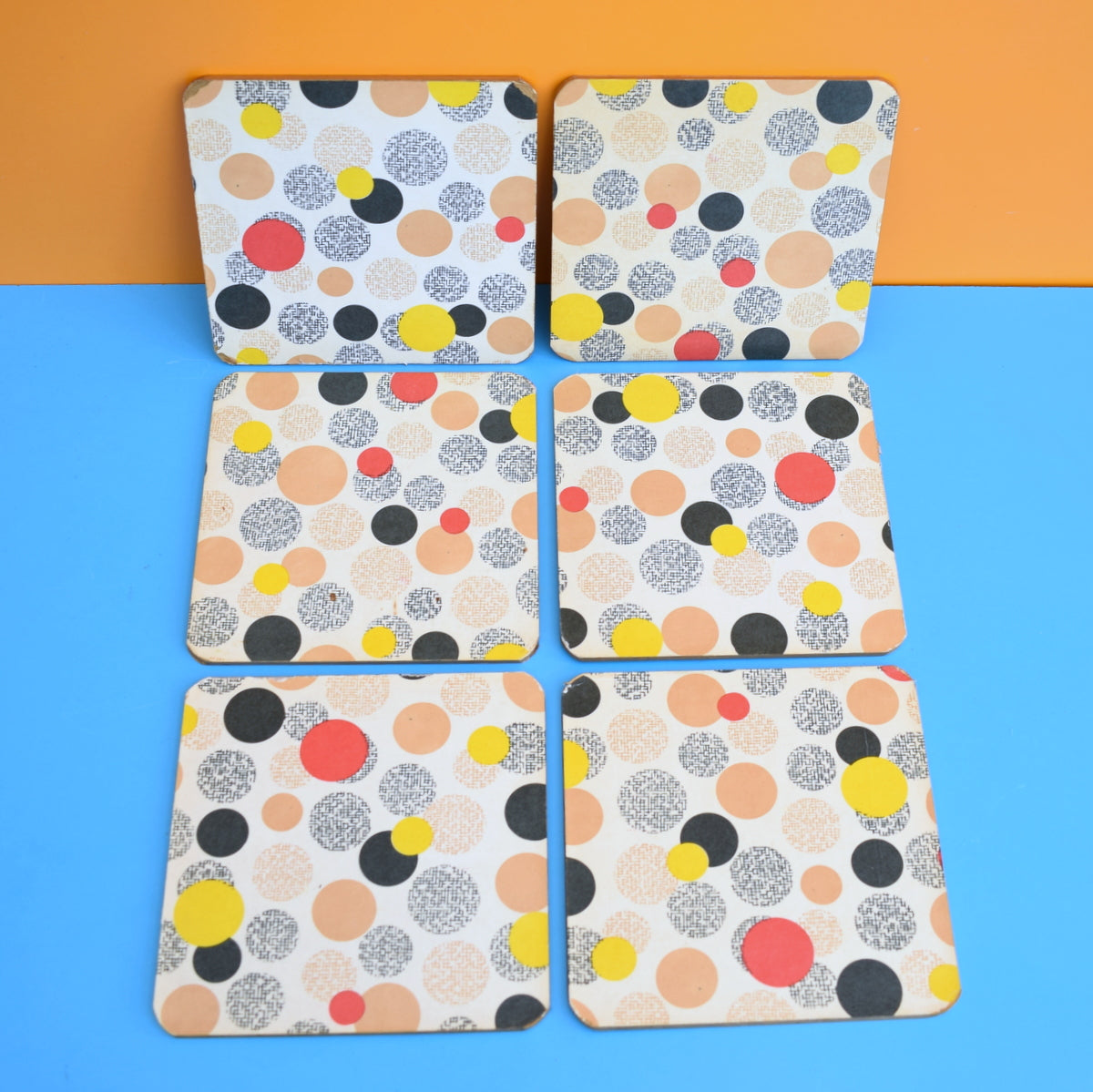 Vintage 1950s Square Place Mat Set x6 - Original Box by Pineapple Retro