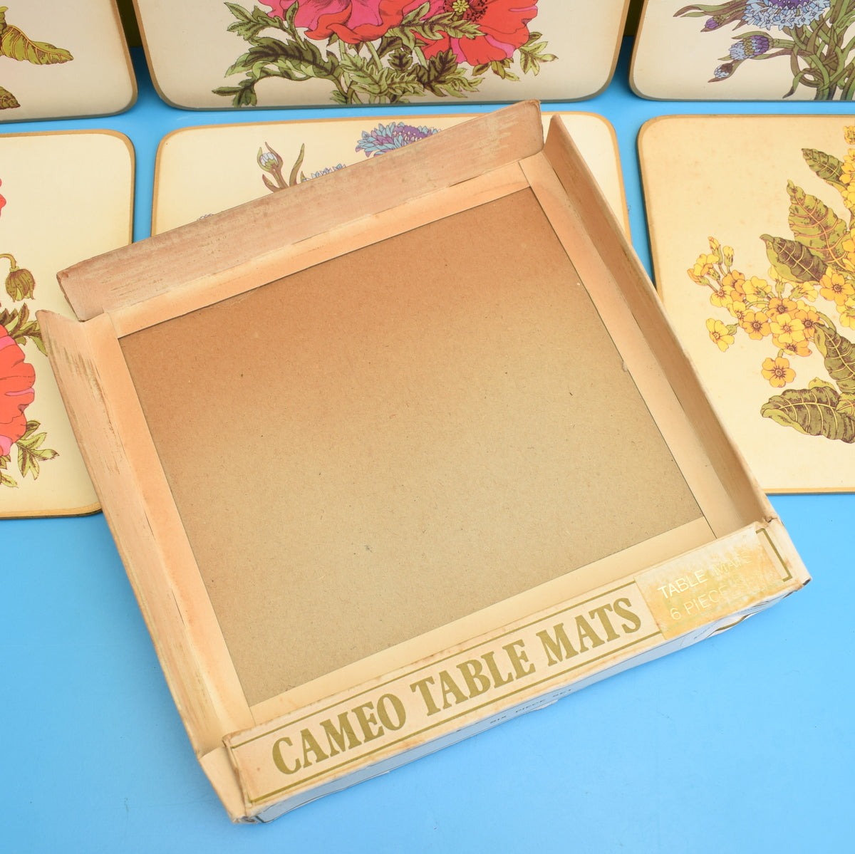 Vintage 1970s Cameo Placemat Set of 6 - Flowers