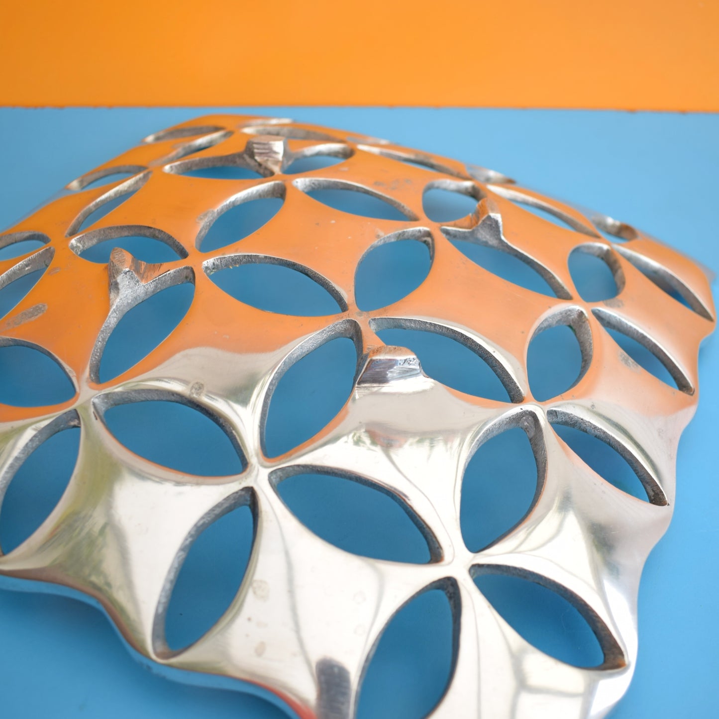 Vintage 1990s Aluminium Shallow Fruit Bowl - Green by Pineapple Retro