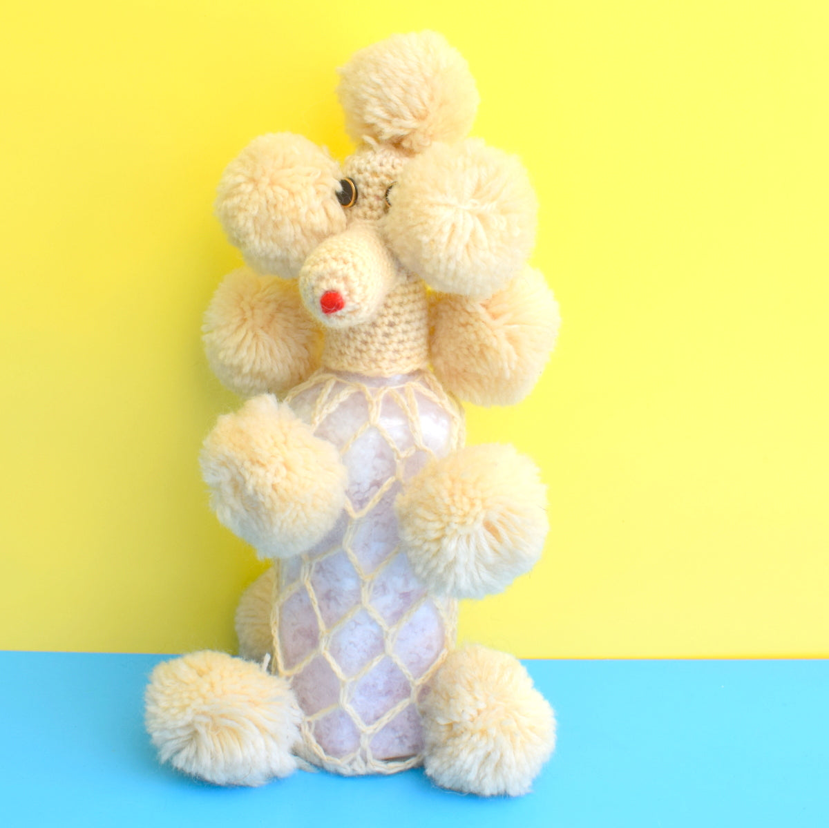 Vintage 1960s Poodle Bottle Cover - Cream