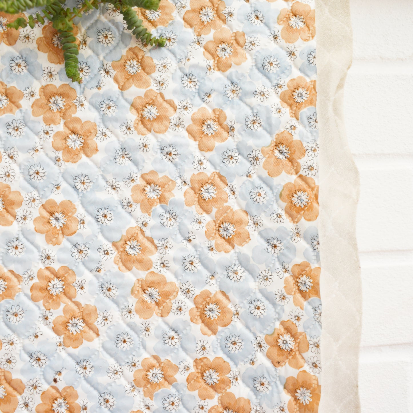 Vintage 1960s Quilted Vinyl Material - Flowers
