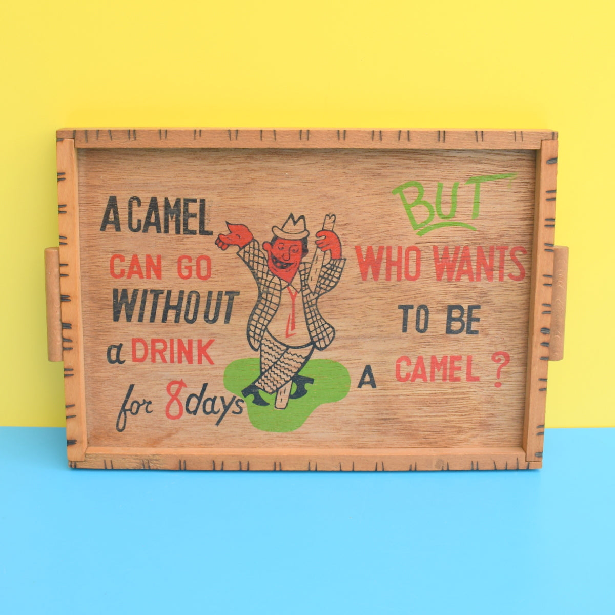 Vintage 1950s Wooden Drinks Tray - Kitsch