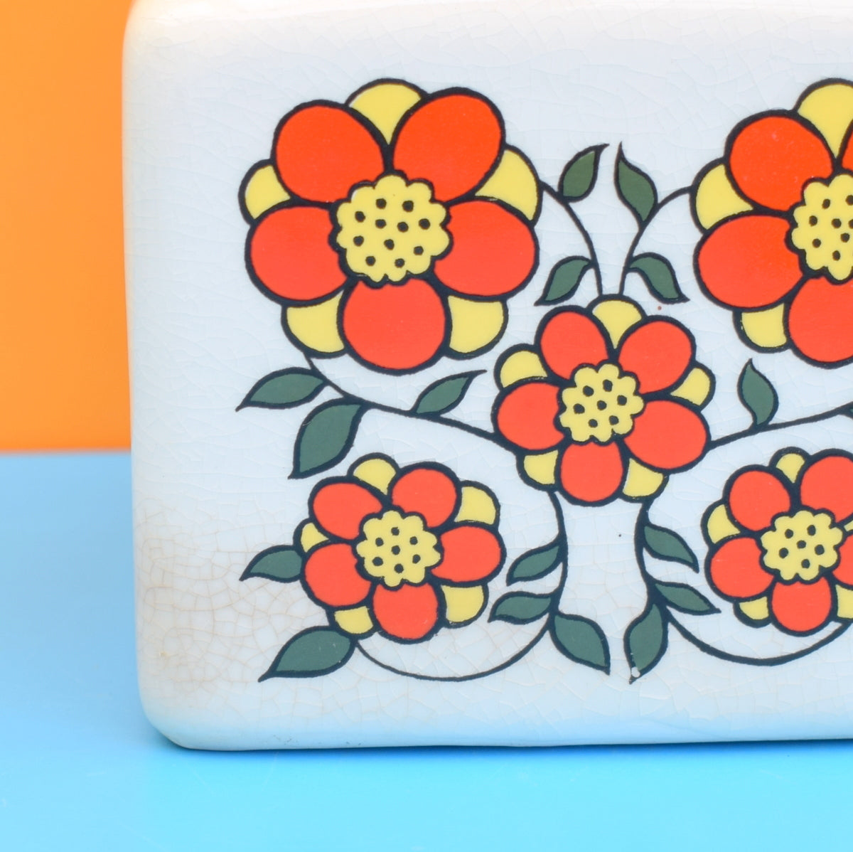 Vintage 1960s Taunton Vale Jars - Flower Power - Orange by Vintage