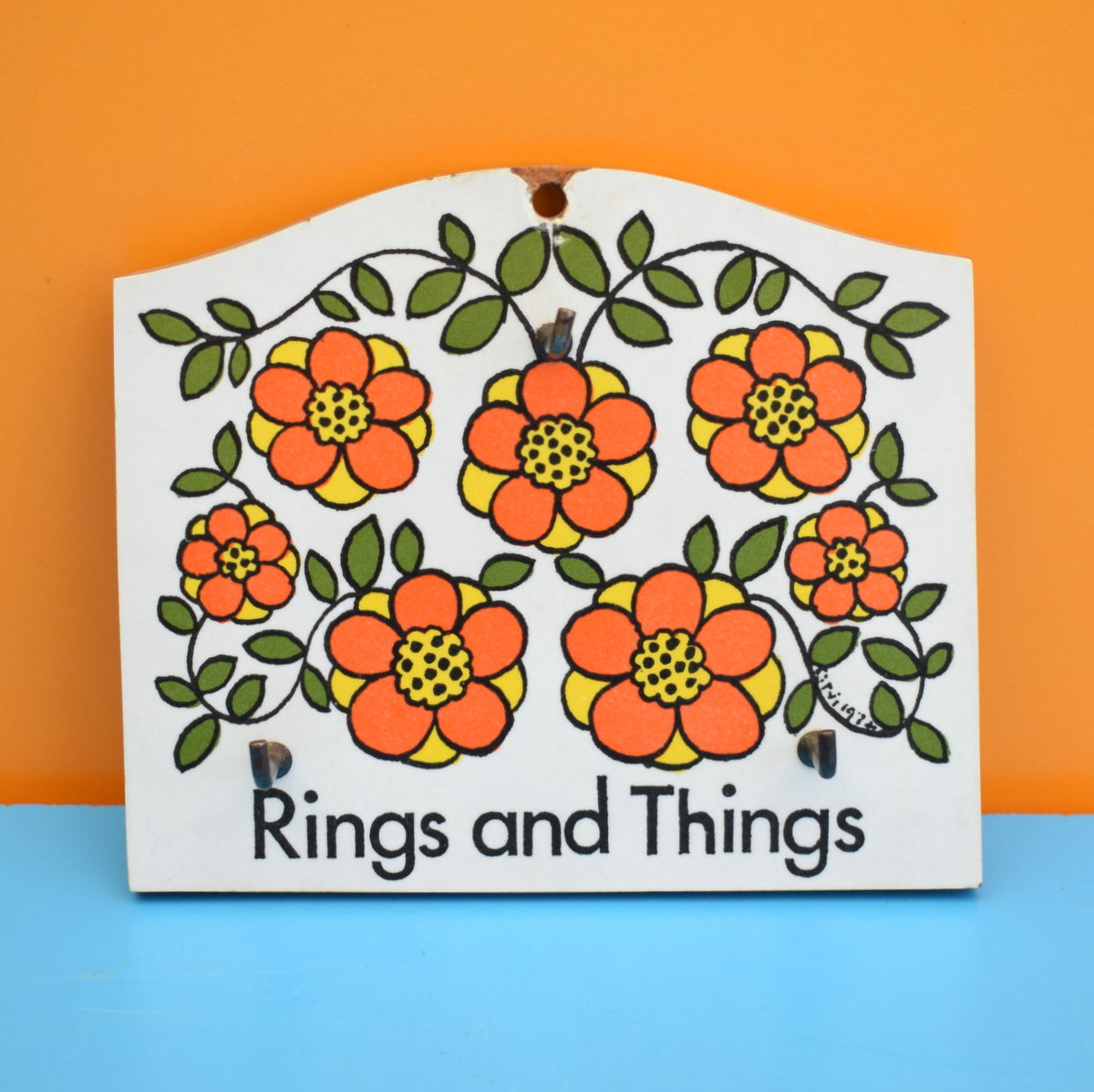 Vintage 1960s Taunton Vale Hooks - Flower - Orange by Vintage