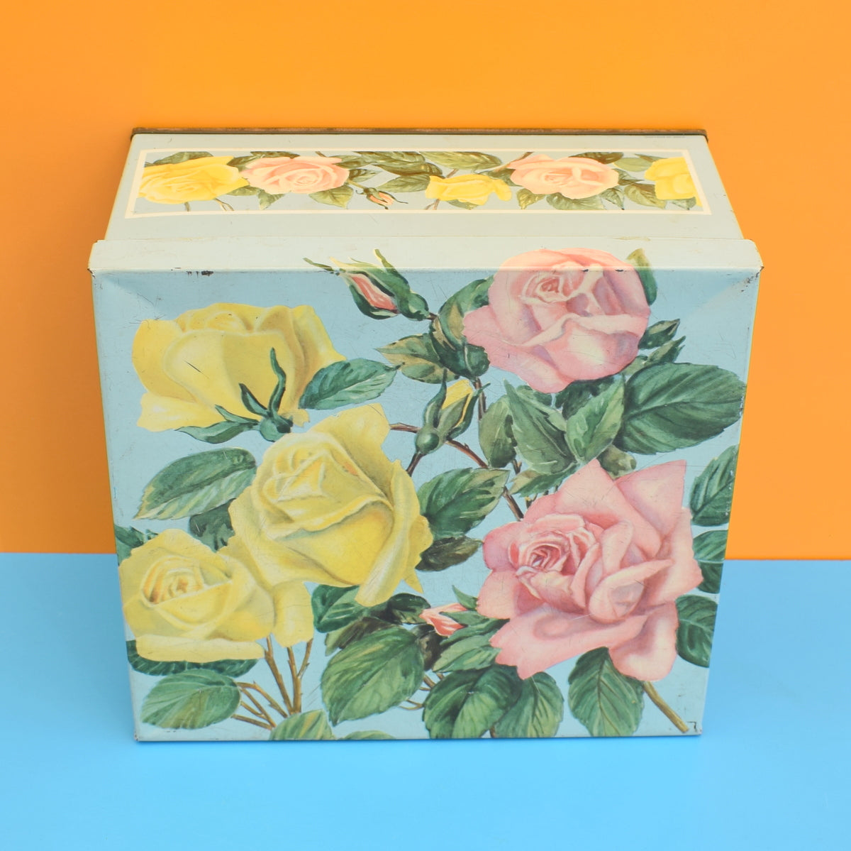 Vintage 1950s Metal Huntley & Palmers Tin - Rose by Vintage