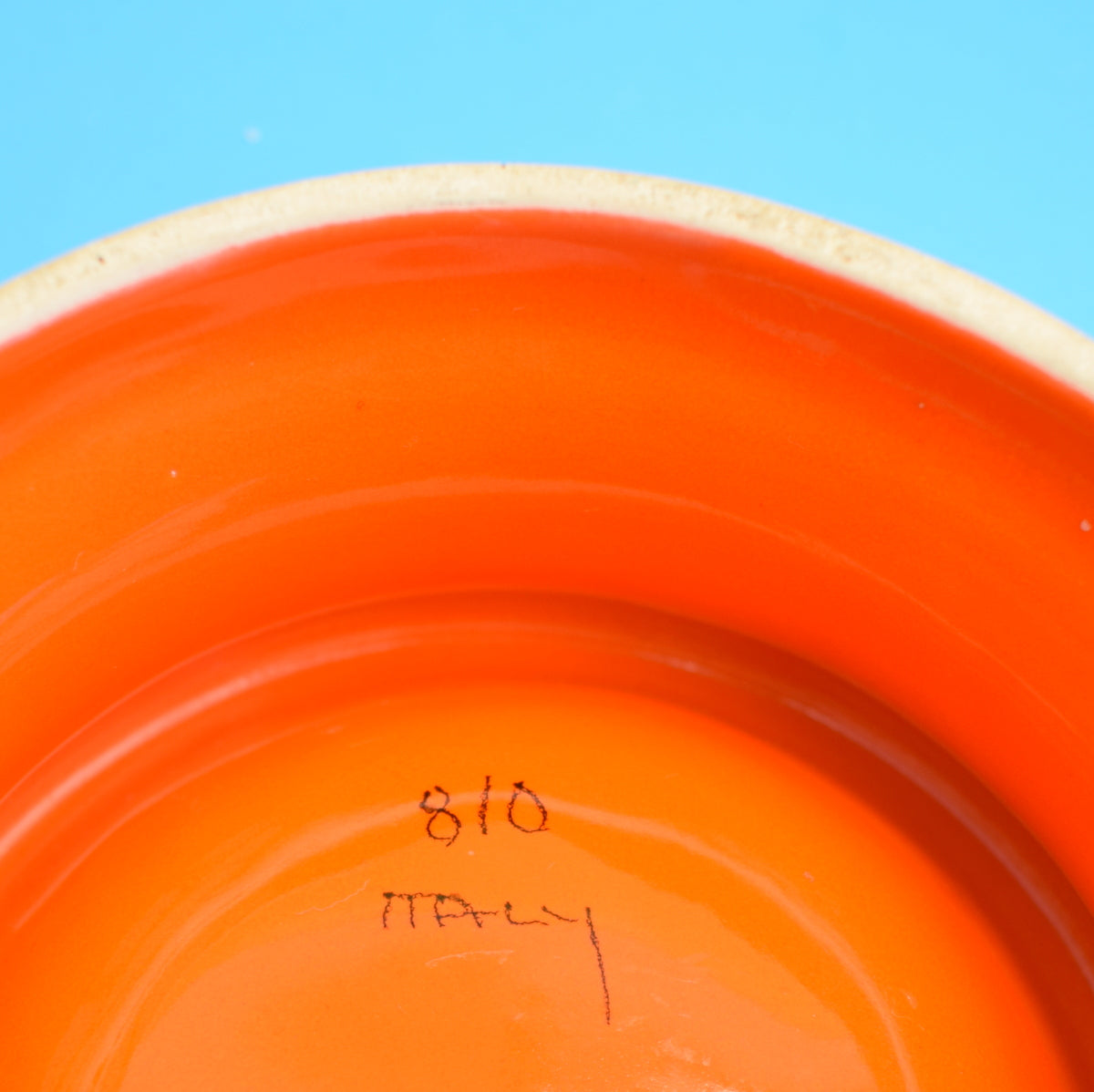 Vintage 1960s Italian Dish / Candle Holder - Orange