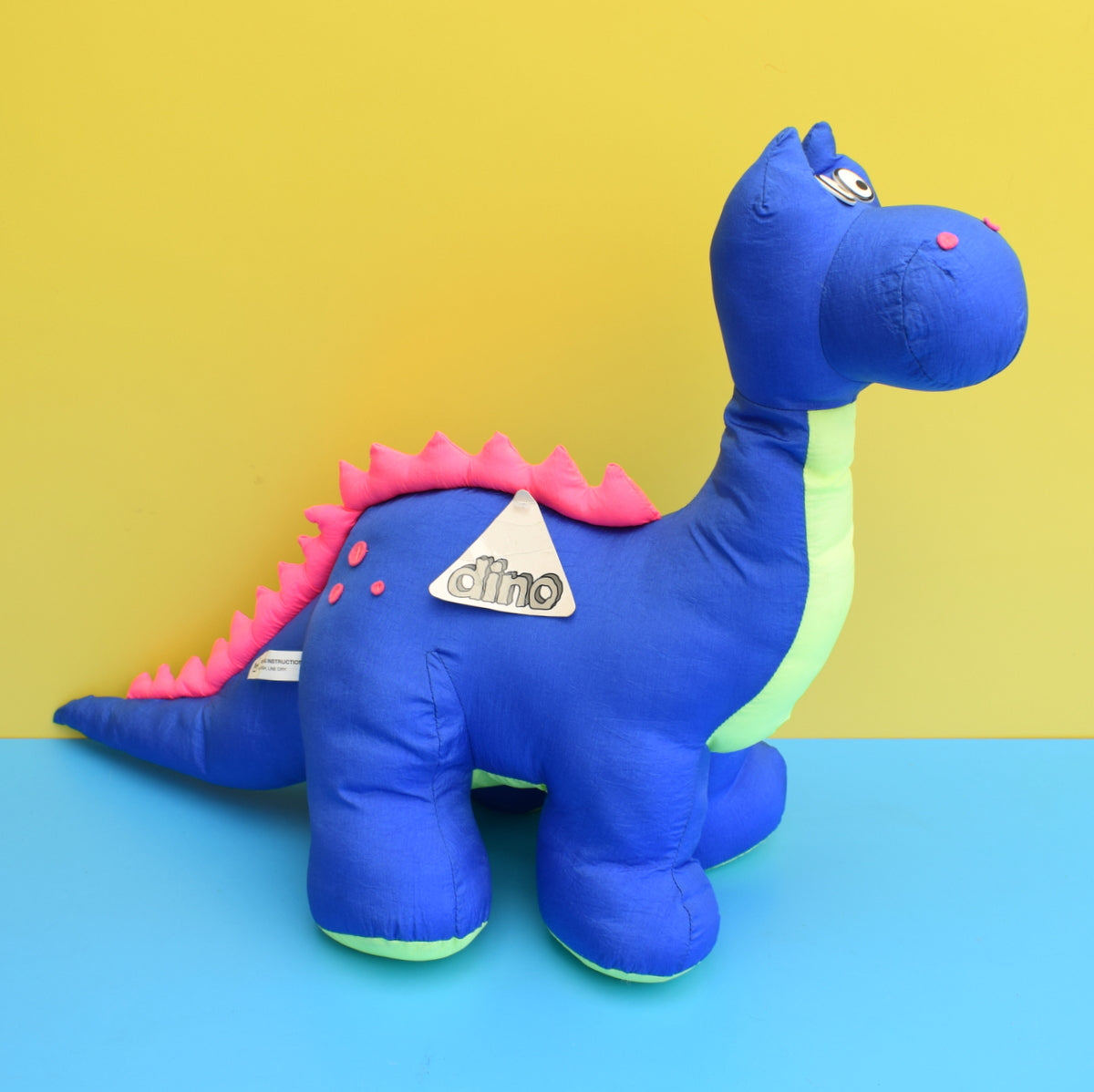 Vintage 1980s Squashy Large Dino Toy - Shell Suit Material! by Pineapple Retro