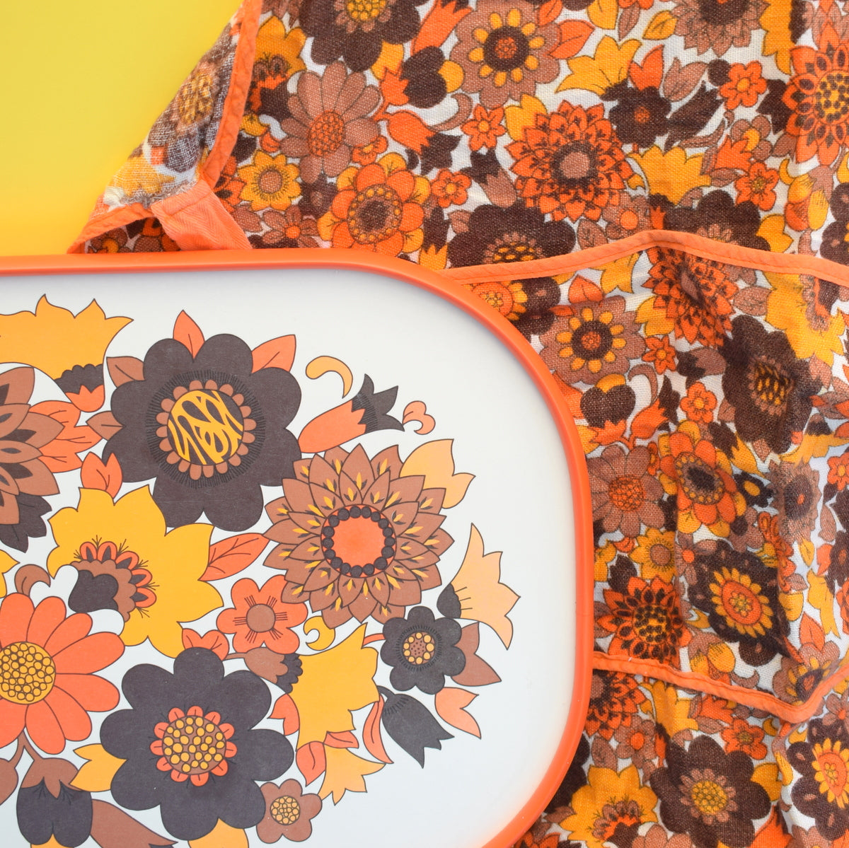 Vintage 1960s Flower Power M&S Tray - Orange . by Vintage