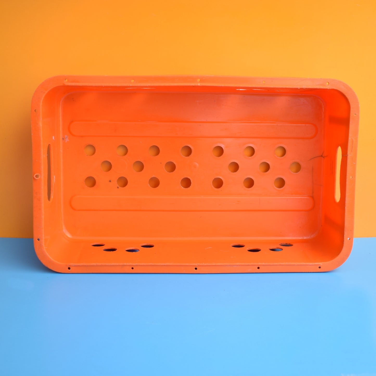 Vintage 1970s Large Plastic Crate - Walls - Orange by Pineapple Retro
