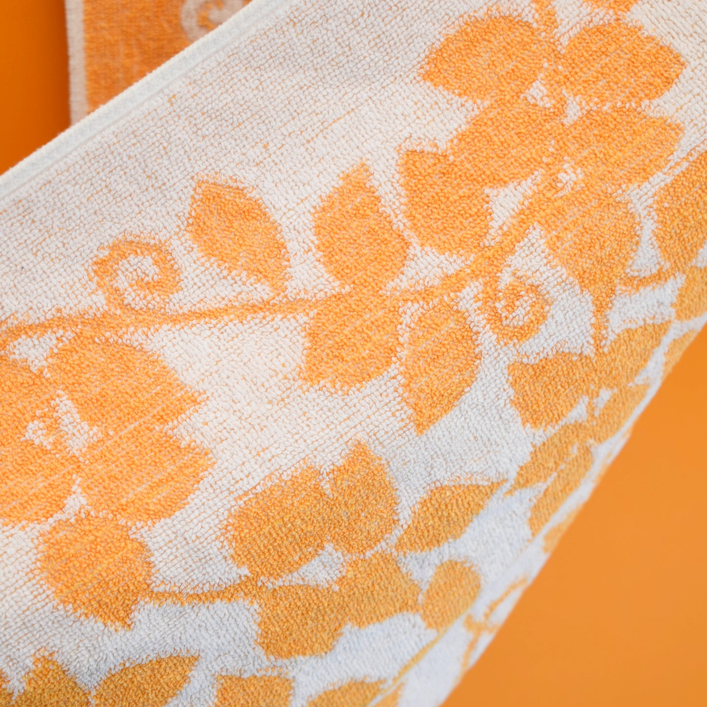 Vintage 1960s Cotton Towel - Flower Yellow