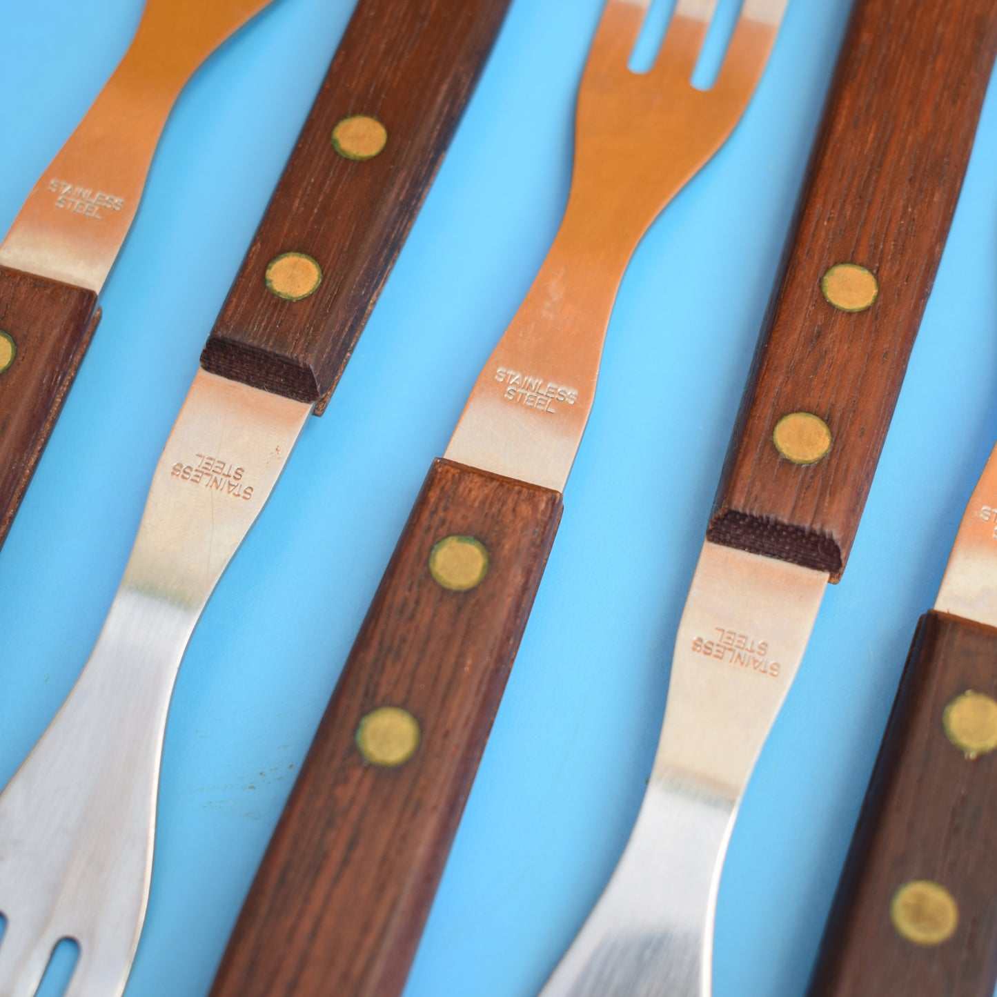 Vintage 1960s Rosewood / Stainless Steel Forks