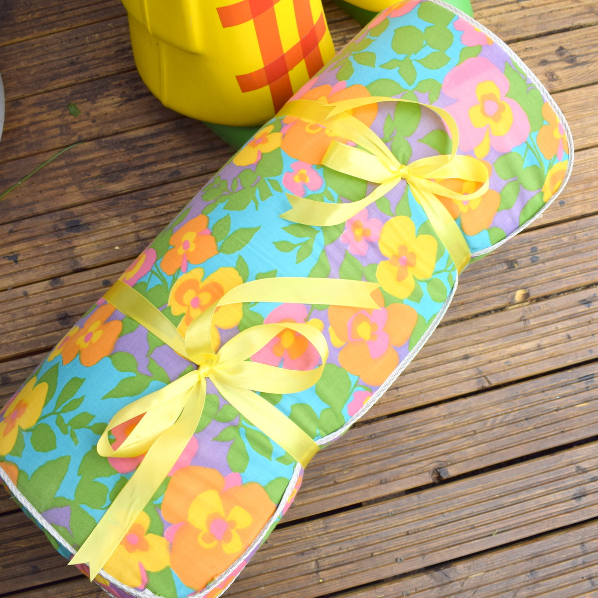 Vintage 1960s Garden Cushion / Mattress - Vibrant Flower Power by Vintage