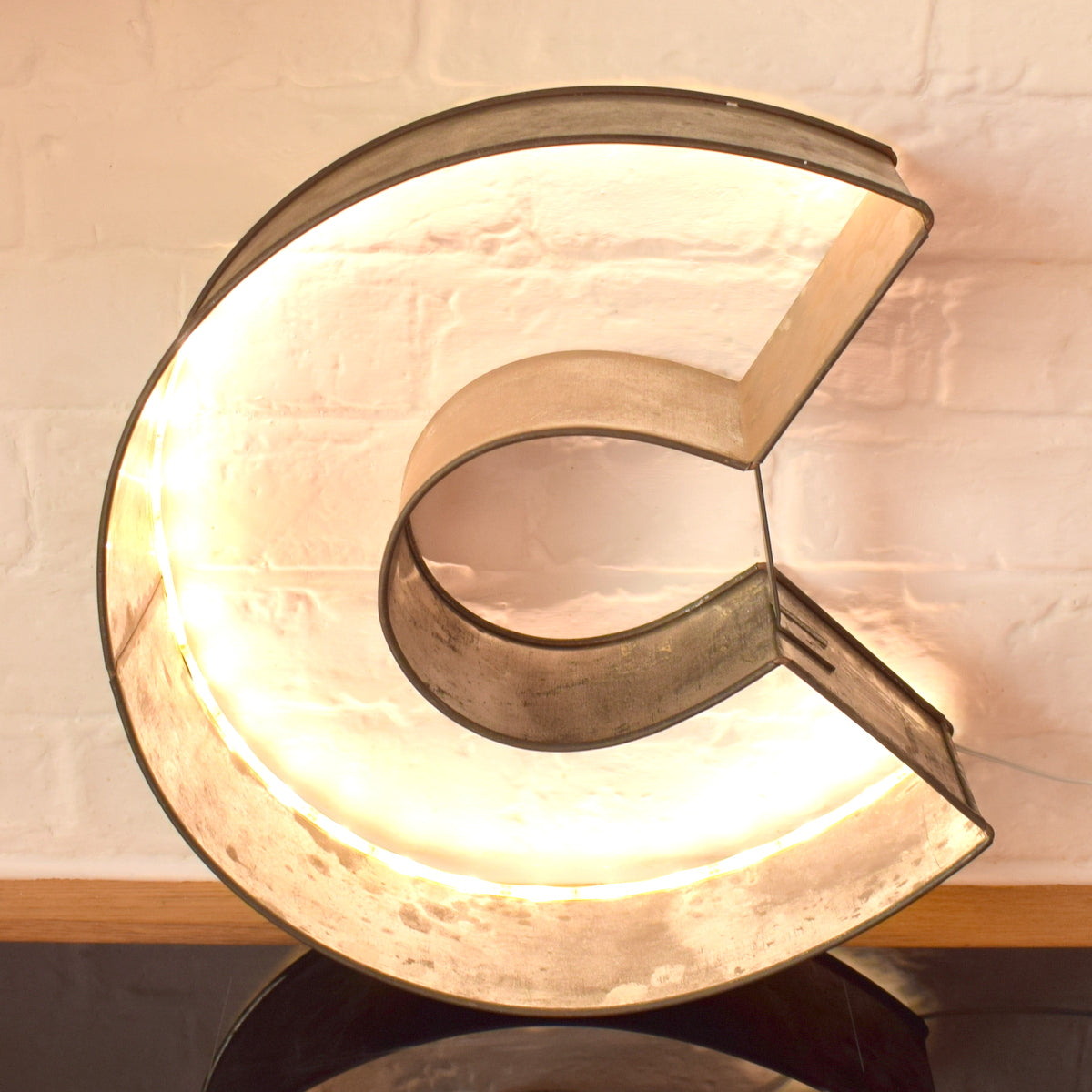 Vintage Industrial Letter C - Metal With LED Lights by Pineapple Retro