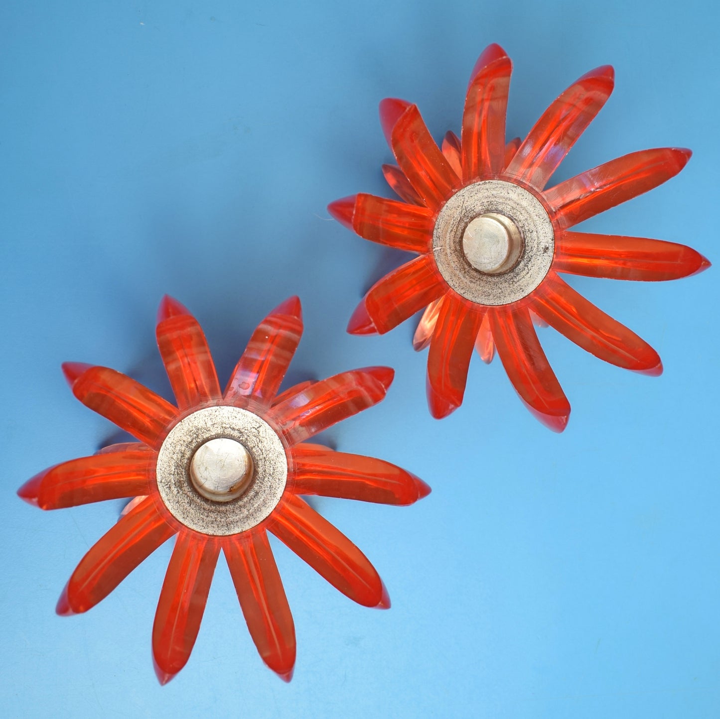 Vintage 1960s Plastic Spike Candle Holders - Orange by Pineapple Retro