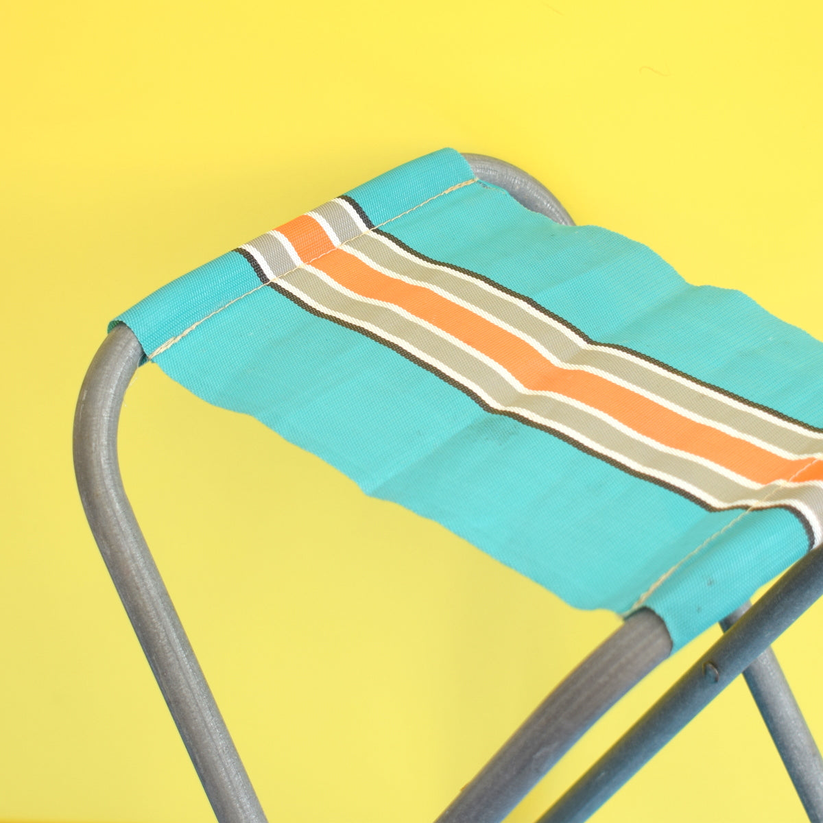 Vintage 1960s Striped Nylon Folding Stool by Vintage