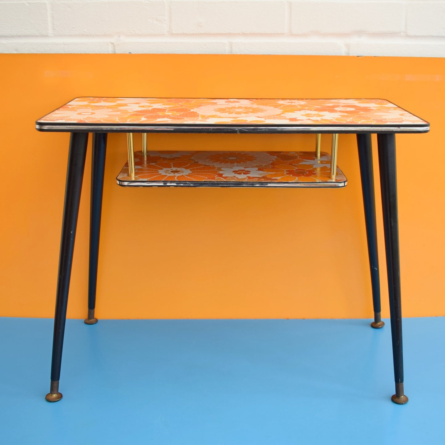 Vintage 1960s Coffee Table - Orange Flower