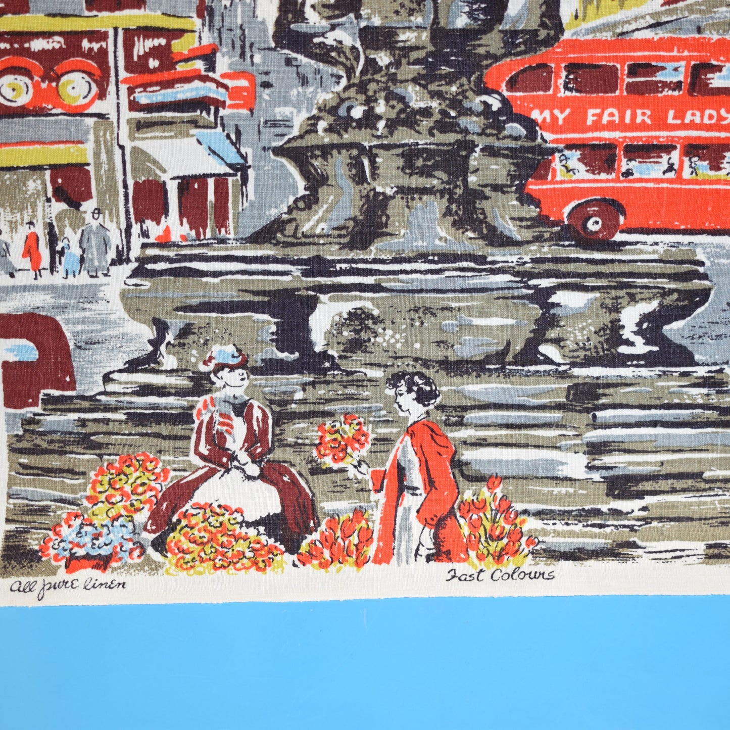 Vintage 1960s Tea Towel - london/ My Fair Lady