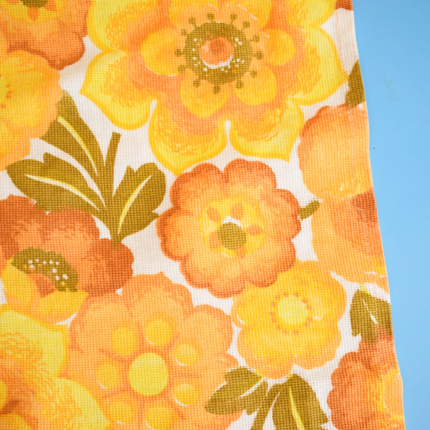 Vintage 1960s Curtains - Flower Power -Yellow & Orange