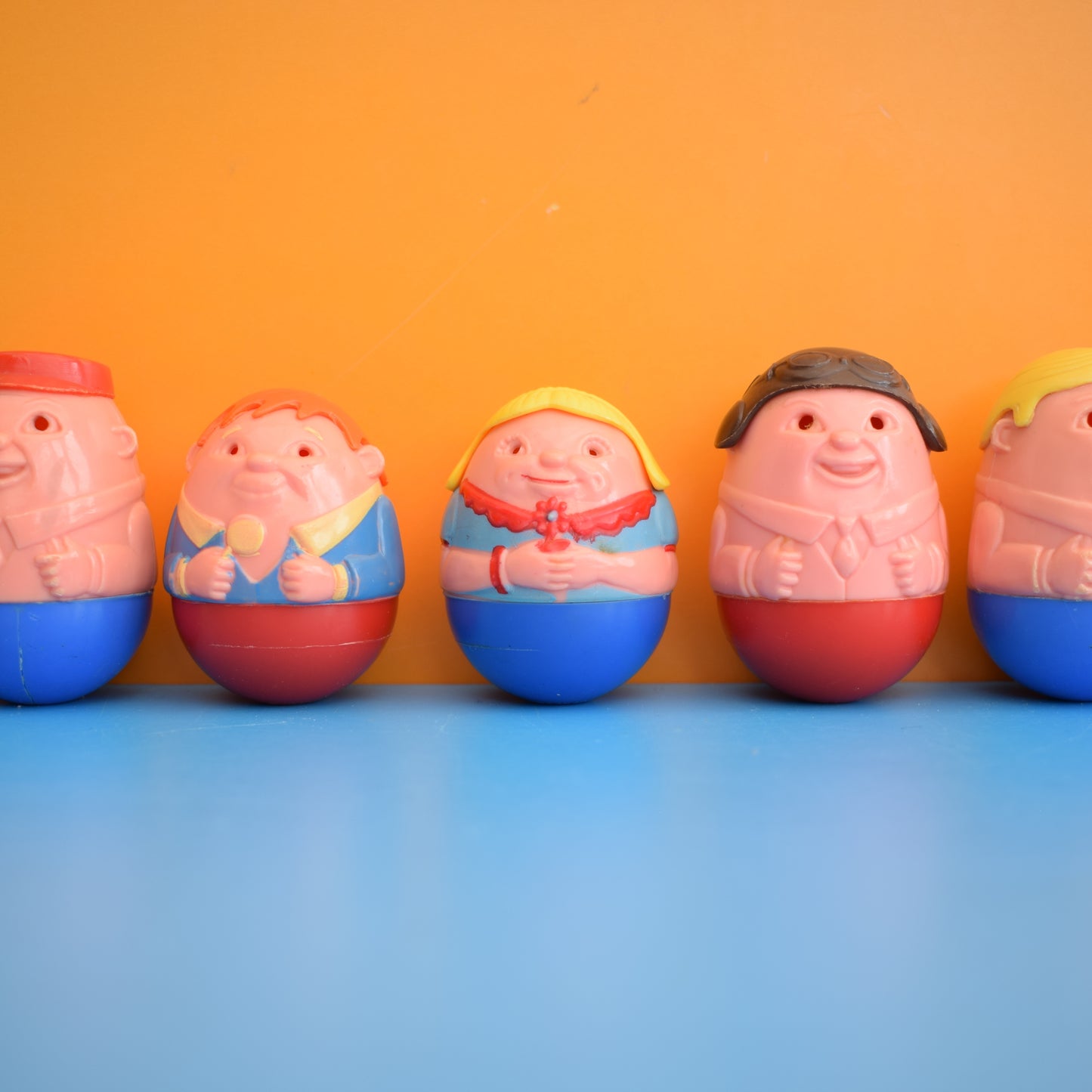 Vintage 1970s kitsch Plastic Weeble Toys / Figures by Pineapple Retro