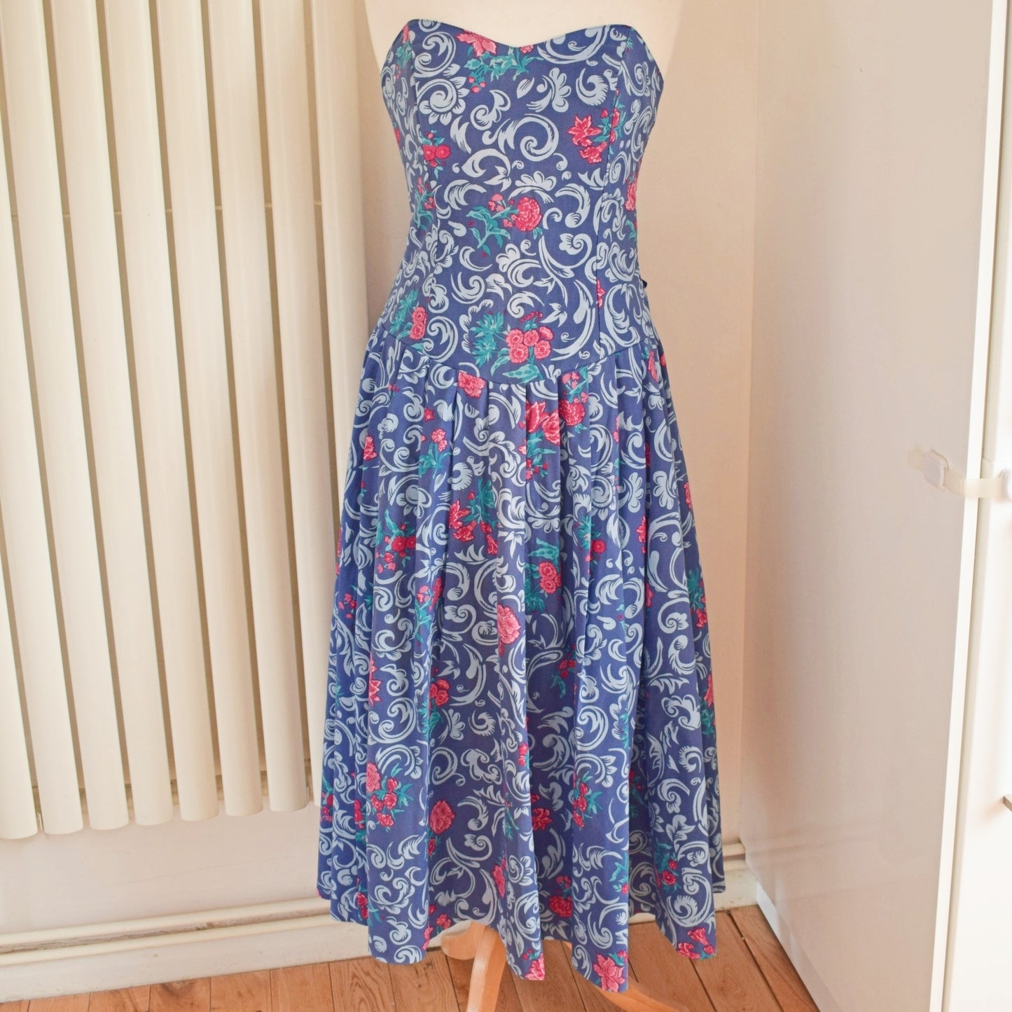 Vintage 1980s Laura Ashley Strapless Dress - Size 12