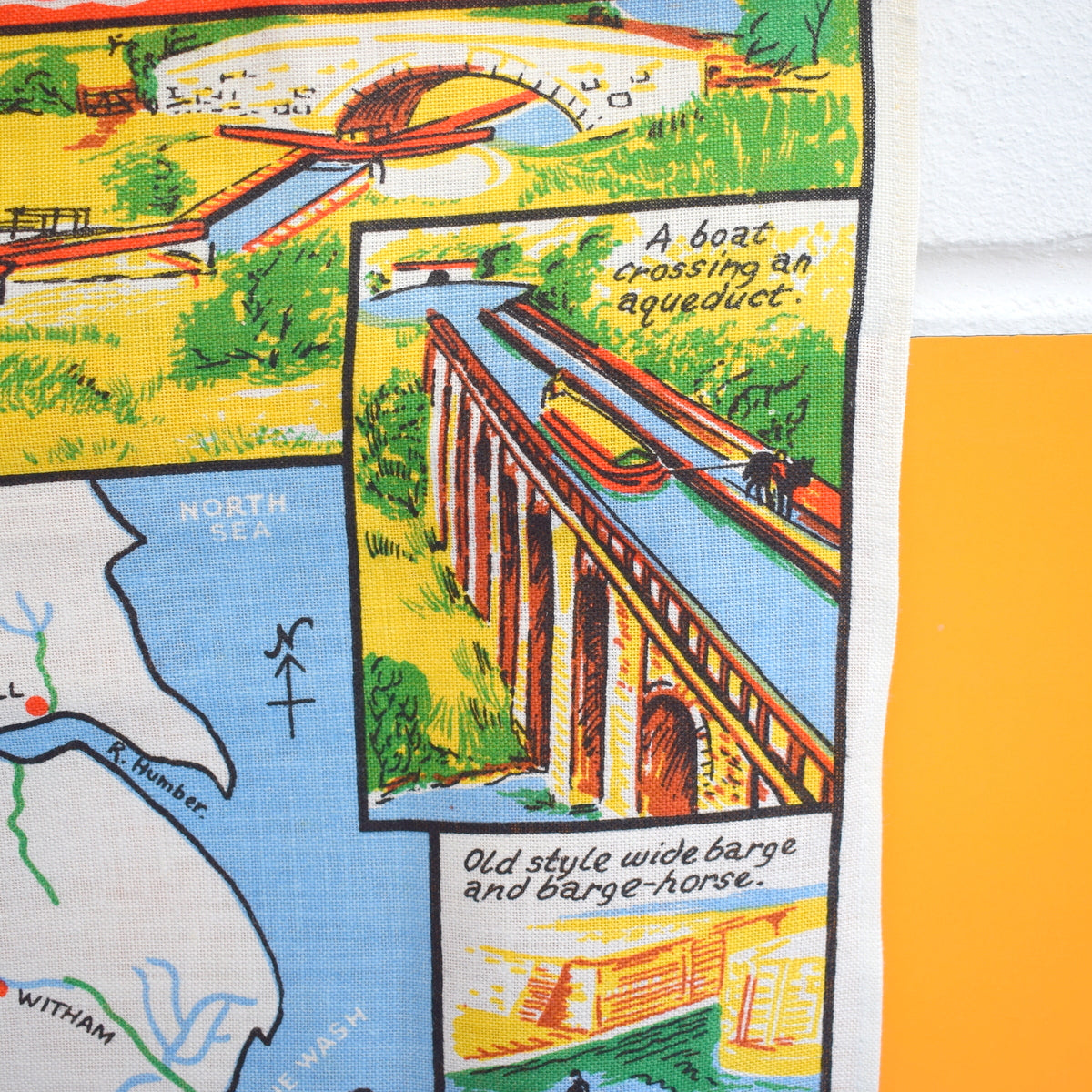 Vintage 1970s Tea Towel - Hampshire / Waterways