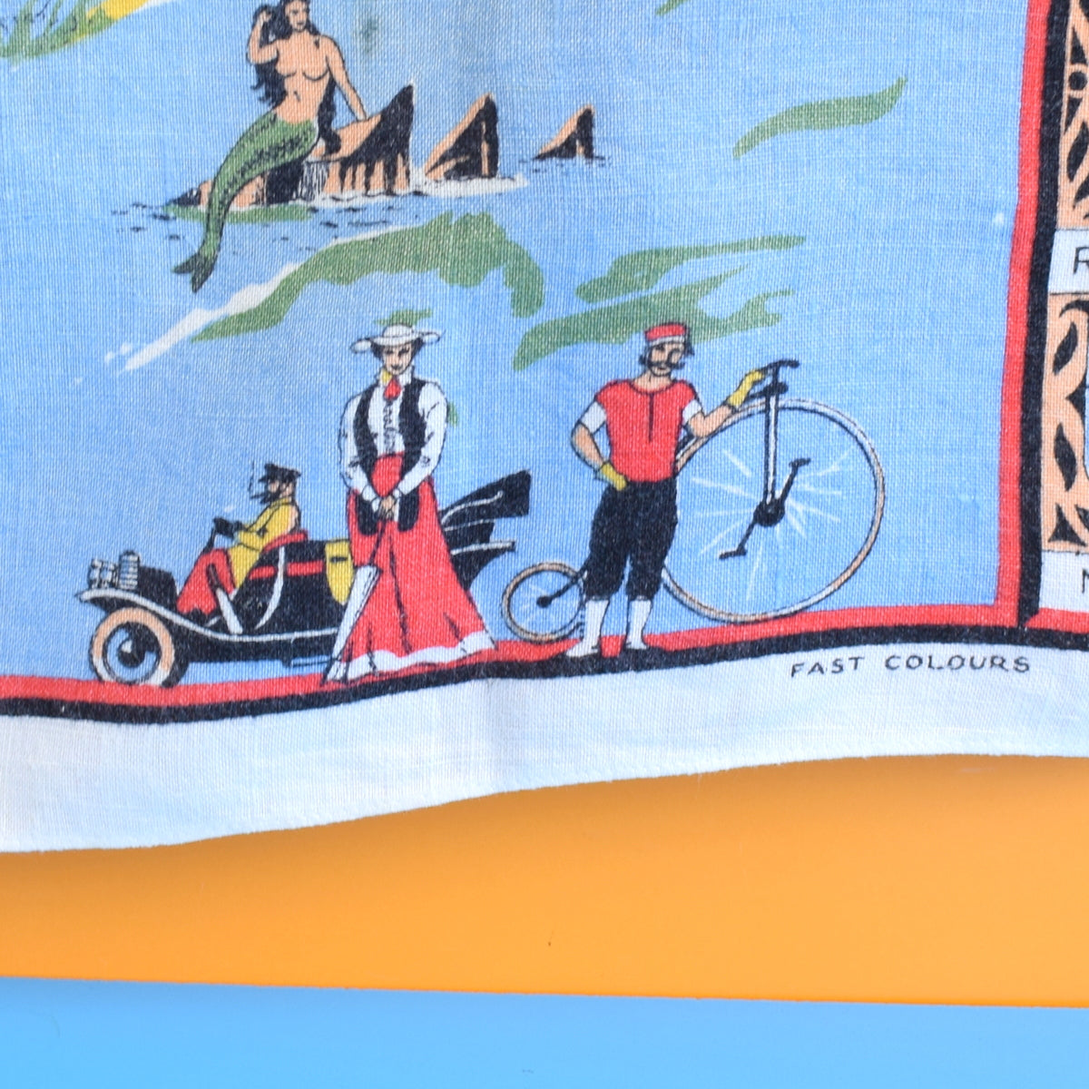 Vintage 1950s Tea Towel - Copenhagen Mermaid /Cape Wine by Vintage