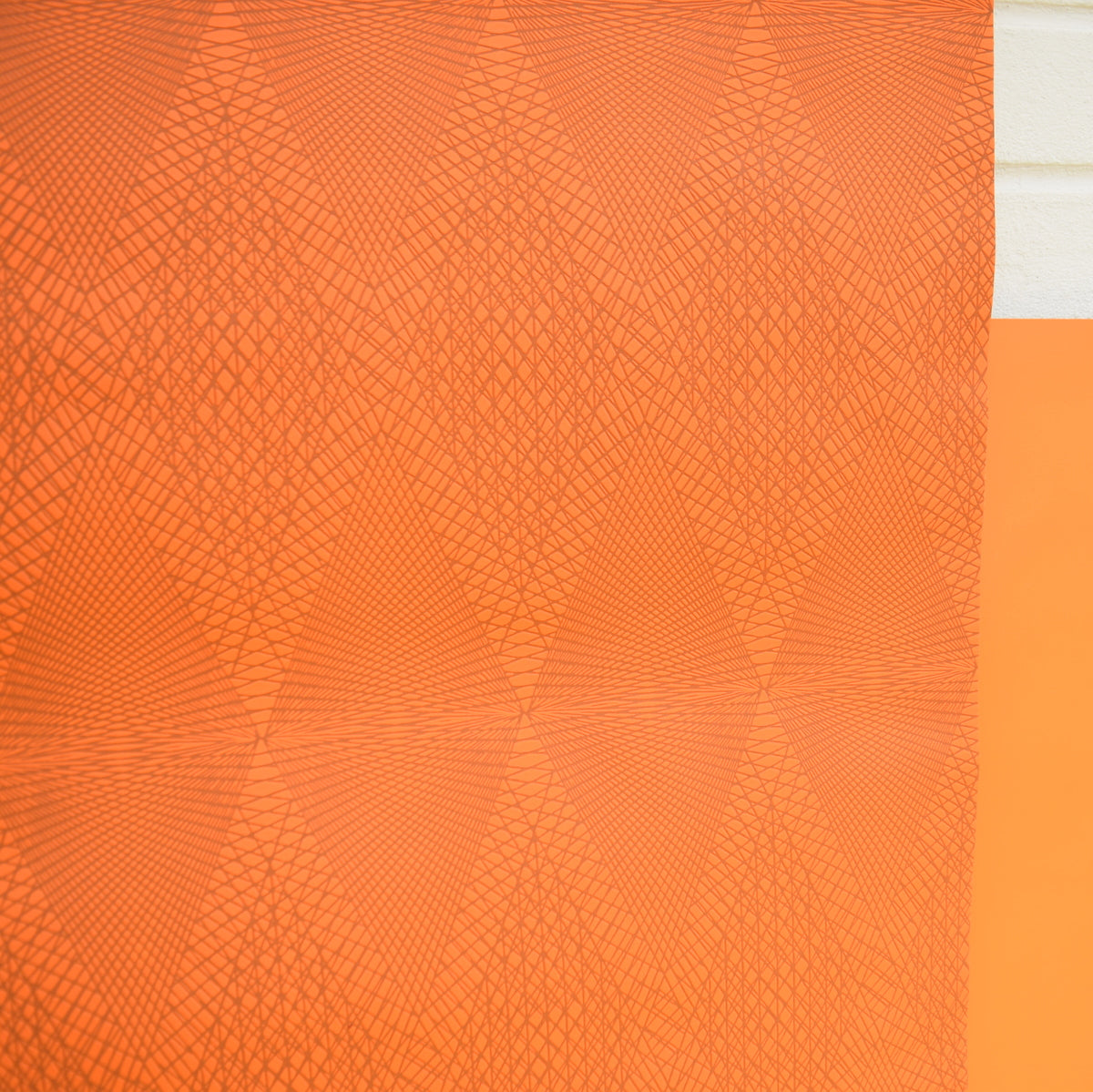 Vintage 1960s Vinyl Textured Wallpaper - Orange Geometric / Op Art ...