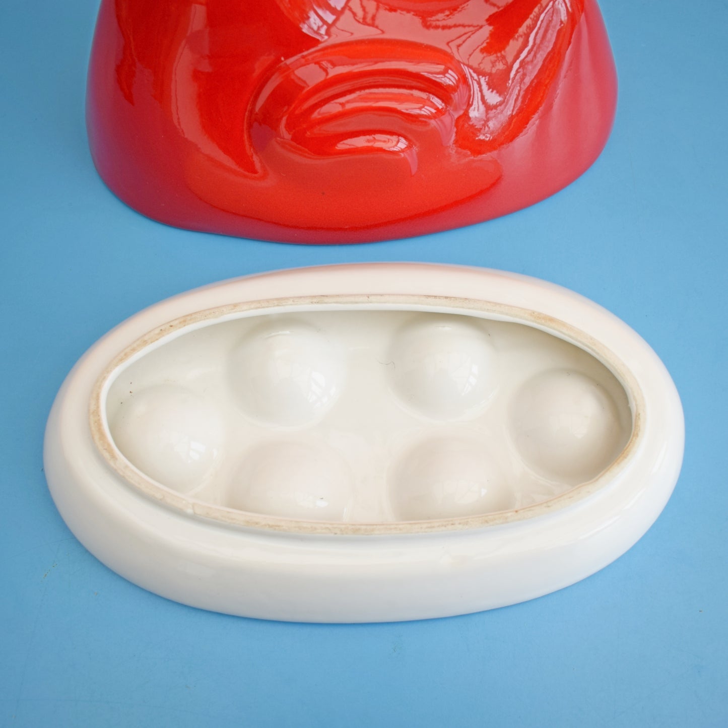 Vintage 1980s Egg Holding Chicken - Red by Vintage