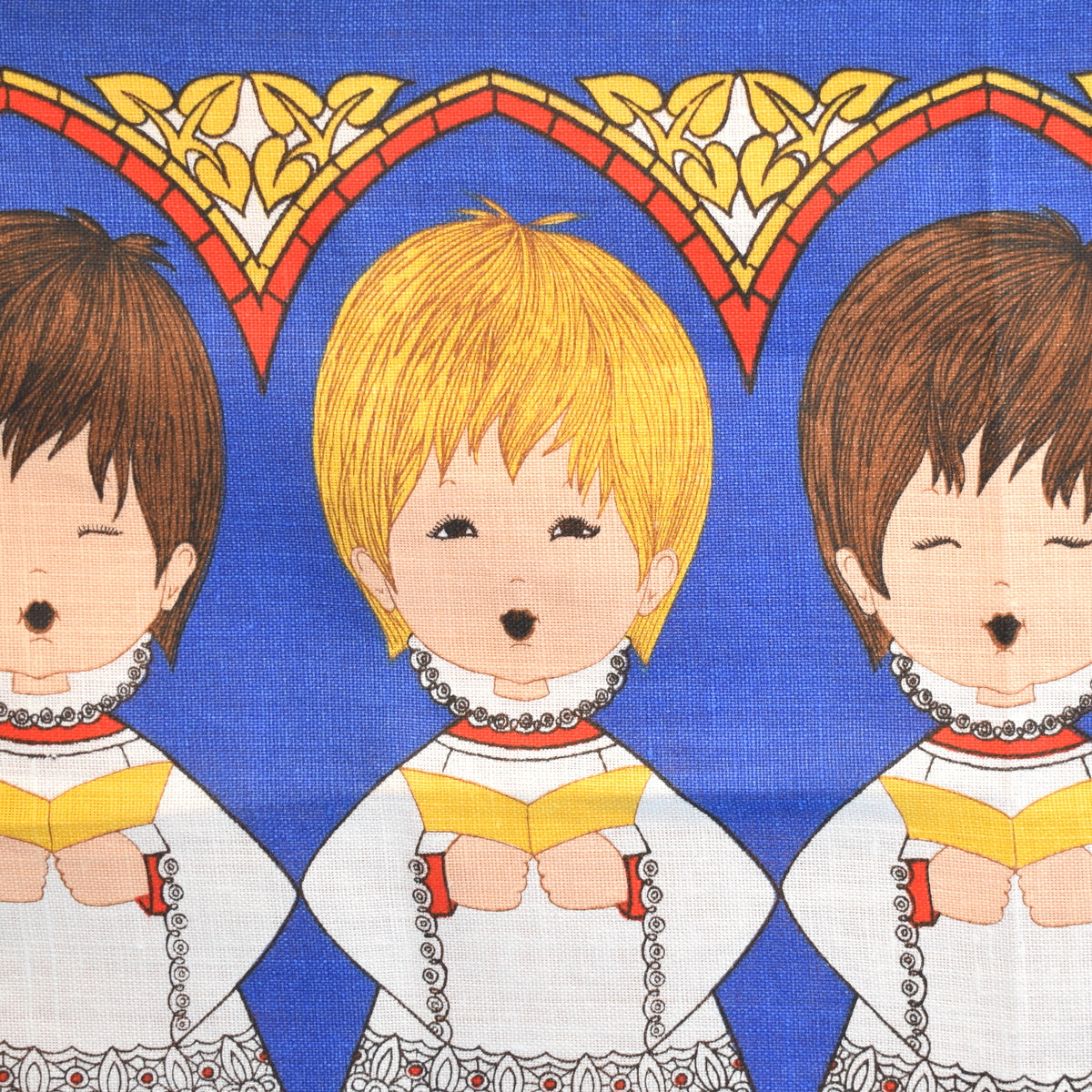 Vintage 1970s Cotton Tea Towel - Choir Boys by Pineapple Retro