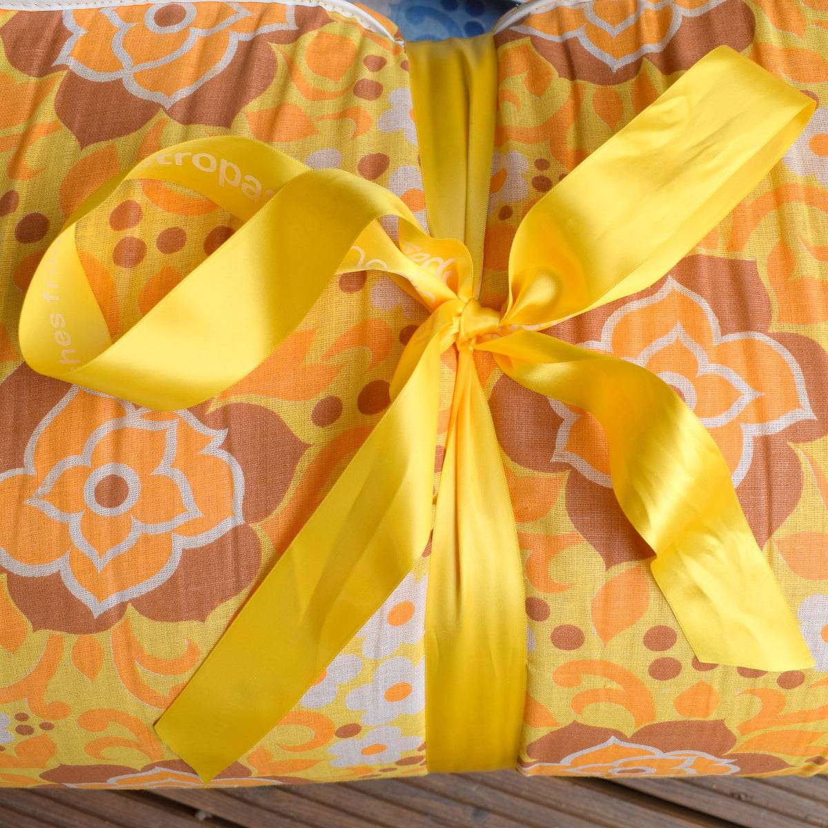 Vintage 1960s Garden Cushion / Mattress - Yellow Flower Power by Vintage