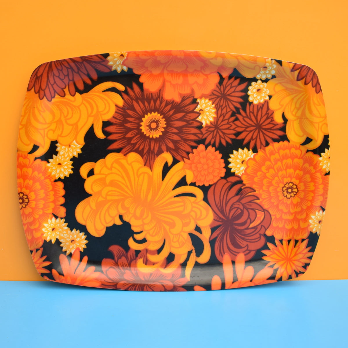 Vintage 1960s Flower Power Thetford Tray - Orange . by Vintage