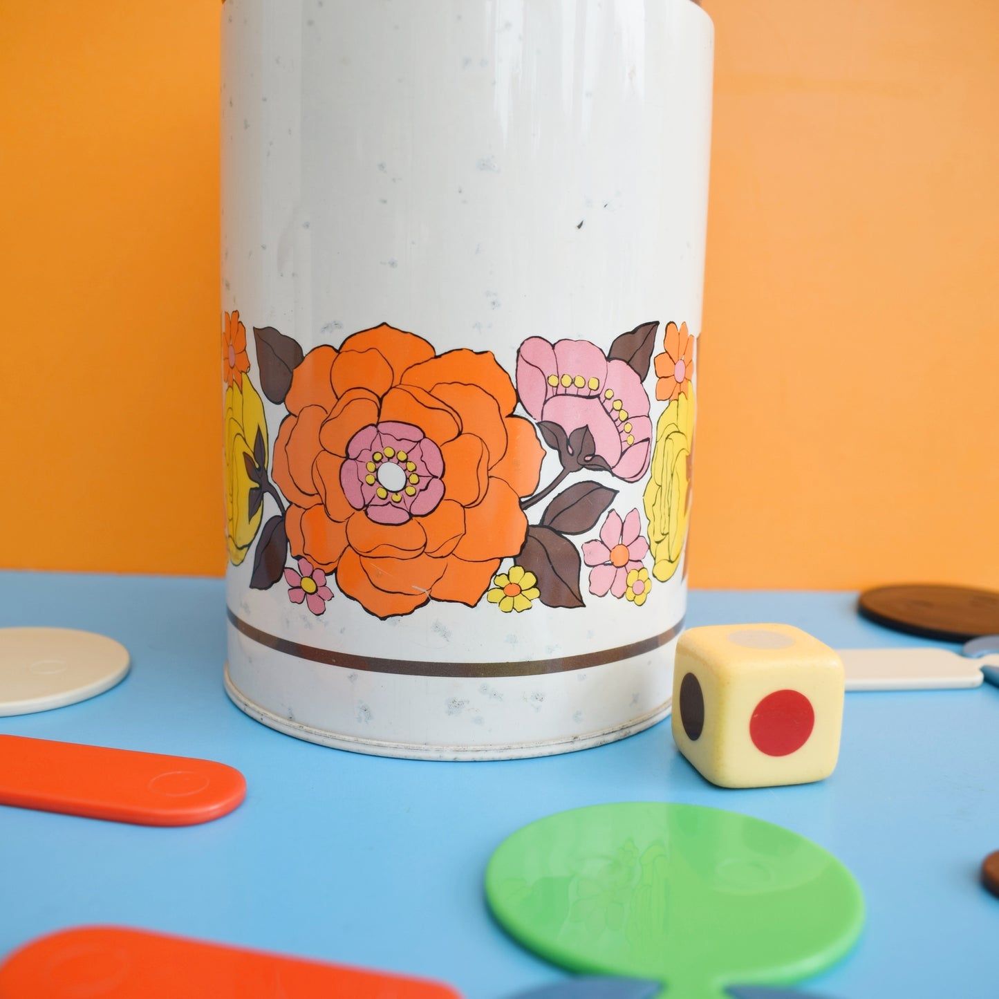 Vintage 1970s Mothercare Game In Flower Tin by Pineapple Retro