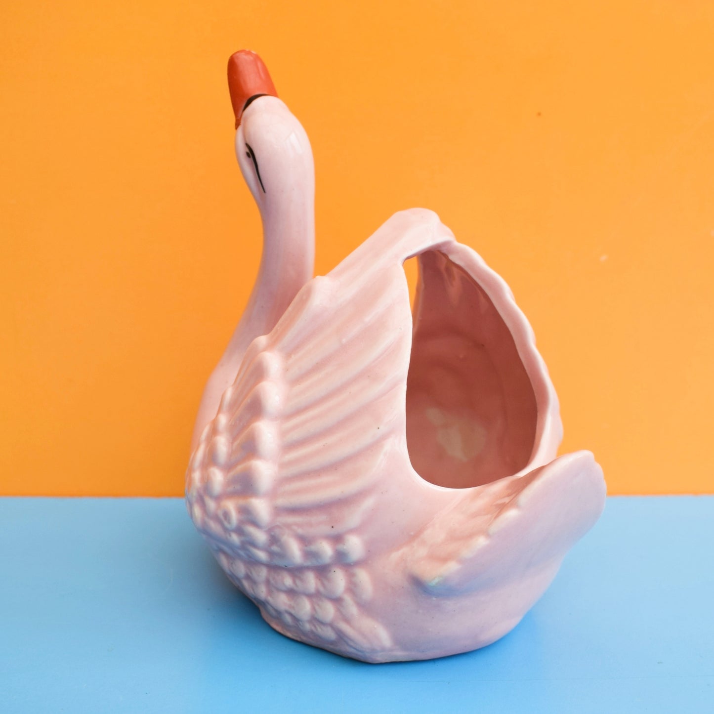 Vintage 1960s Ceramic Swan Vase - Pink