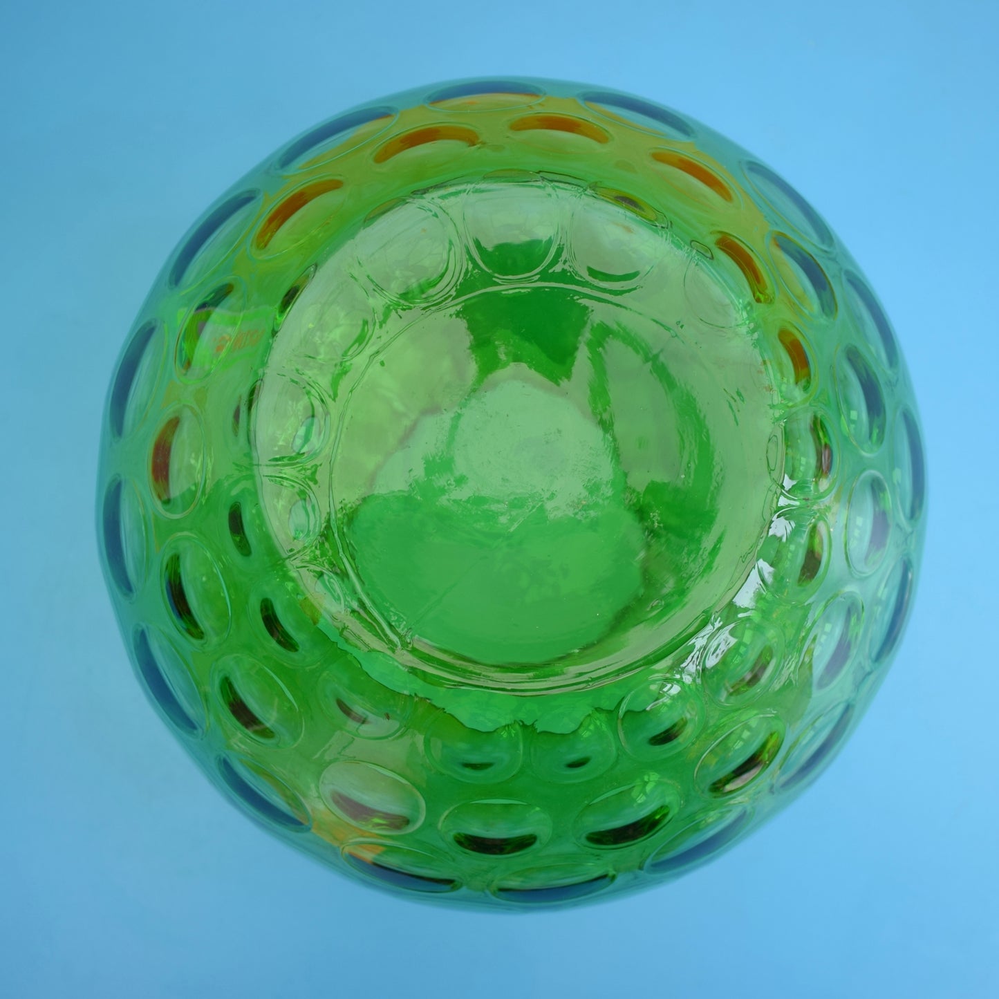 Vintage 1970s Czech Glass Lense Globe- Green by Pineapple Retro