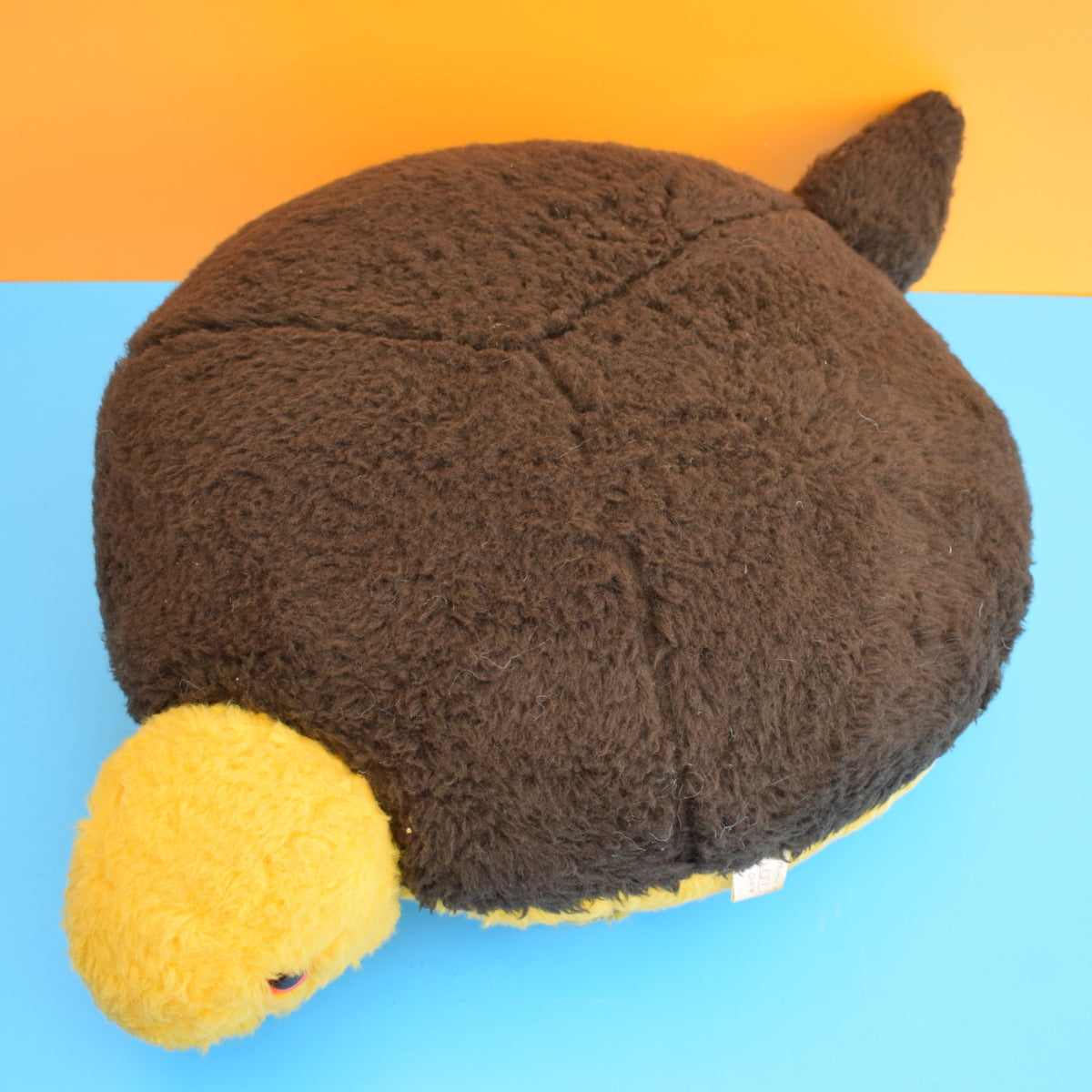 Vintage 1970s Large Fluffy Tortoise Footstool - Oddessa by Pineapple Retro