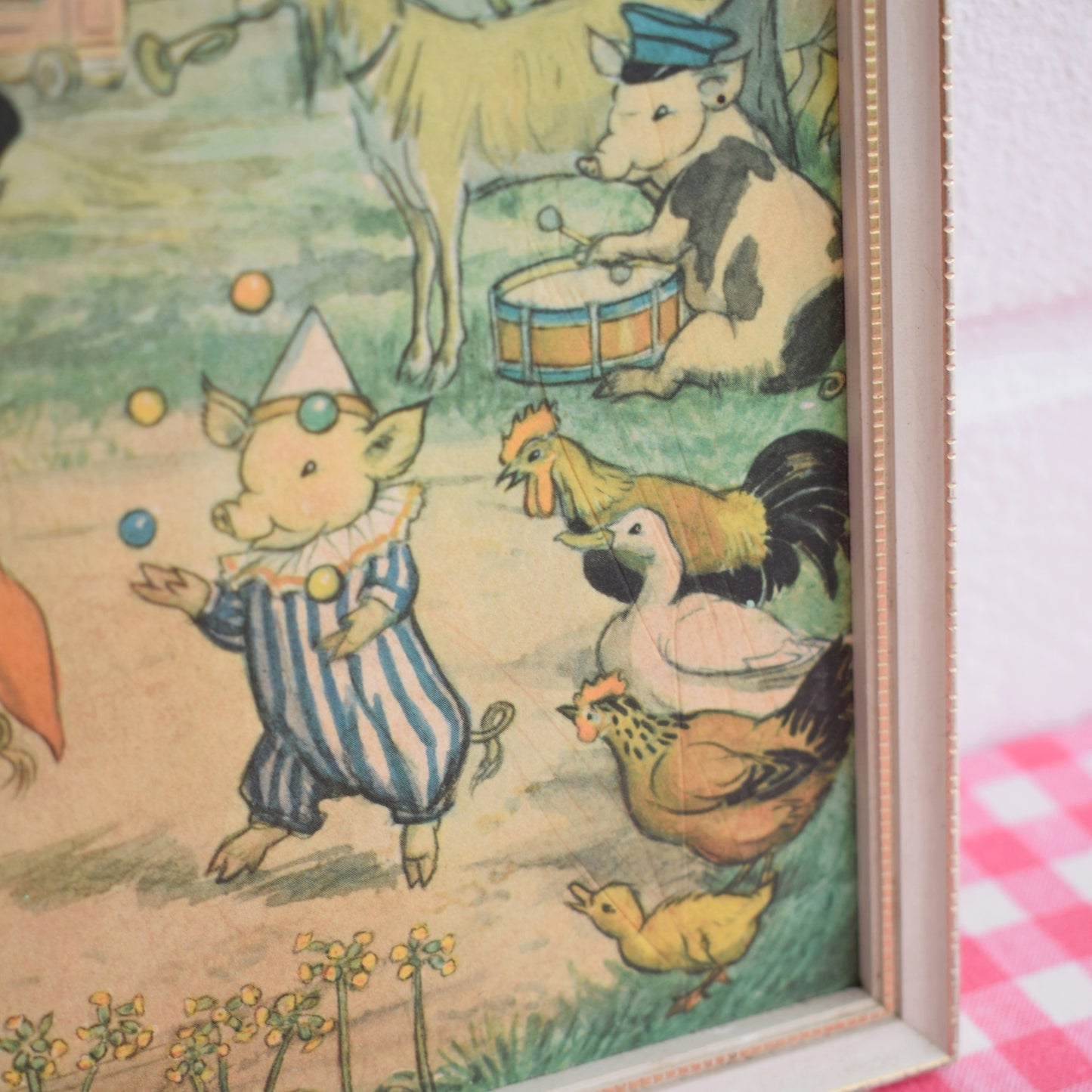 Vintage 1950s Molly Brett Farmyard Circus Picture by Pineapple Retro