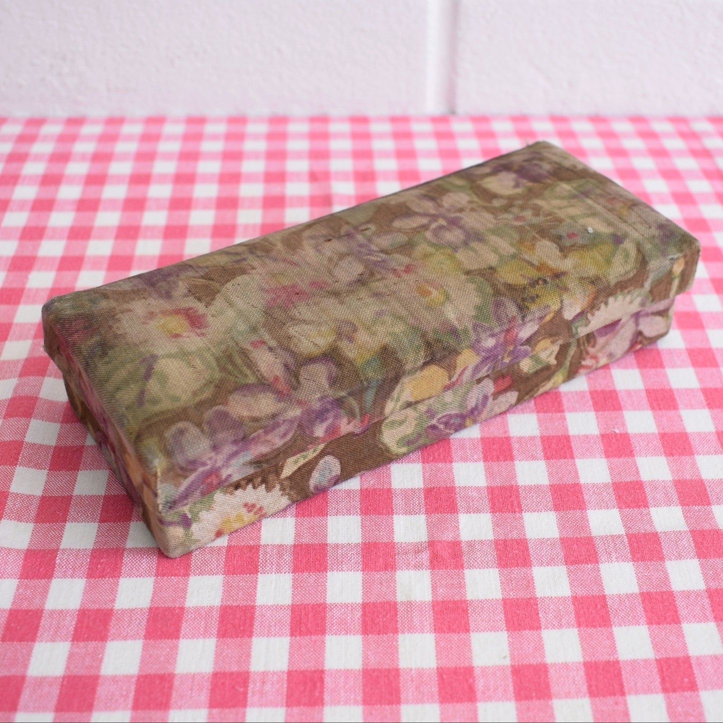 Vintage 1950s Pretty Padded Fabric Box - Floral by Pineapple Retro