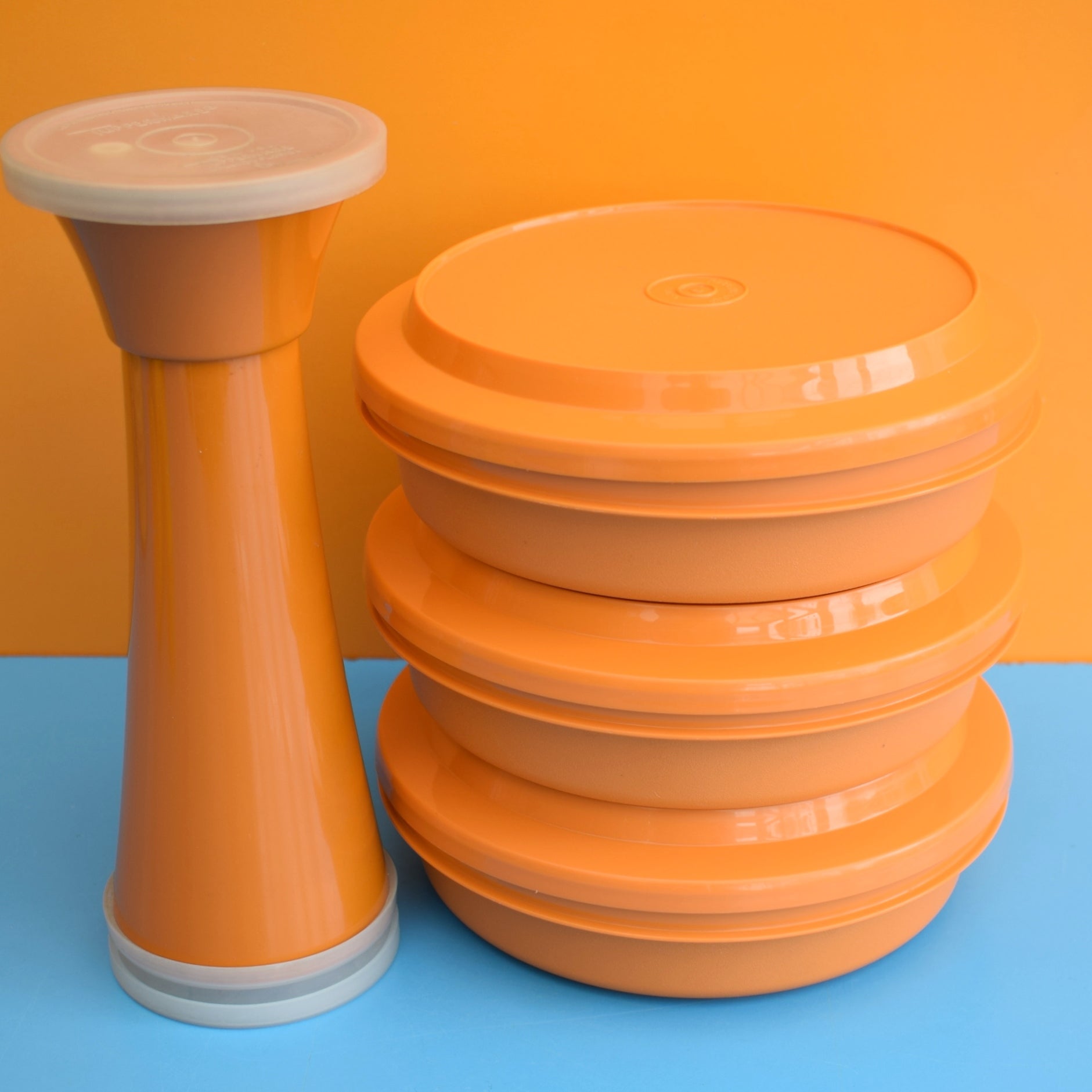 Vintage 1970s Tupperware Herb Grinder Orange Pineapple Retro