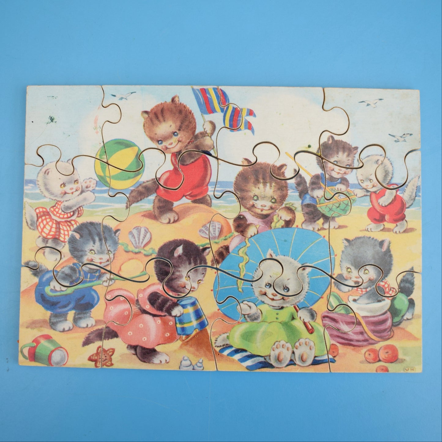 Vintage 1960s Wooden Jigsaw Puzzles - Kittens / Bambi